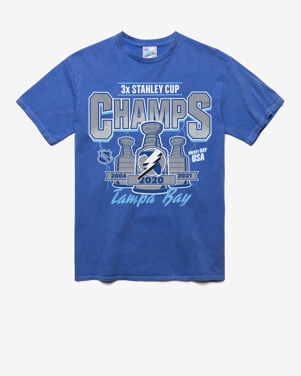 TAMPA BAY LIGHTNING VINTAGE STANLEY LOCKER VINTAGE '47 TUBULAR TEE DT CALI BLUE