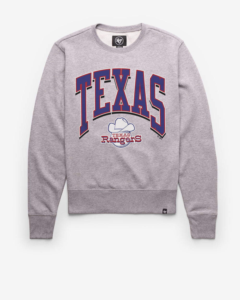 TEXAS RANGERS COOPERSTOWN WALK TALL '47 HEADLINE CREW SLATE GREY