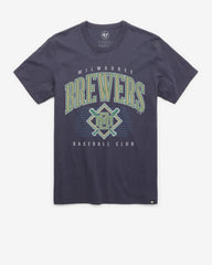 MILWAUKEE BREWERS COOPERSTOWN DOUBLE HEADER '47 FRANKLIN TEE ATLAS BLUE
