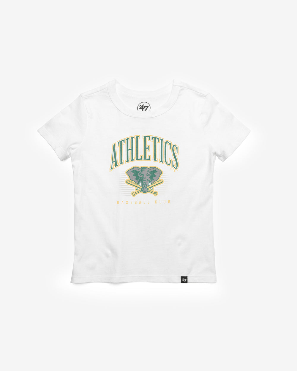 ATHLETICS COOPERSTOWN DOUBLE HEADER '47 FRANKLIN TEE KIDS WHITE WASH