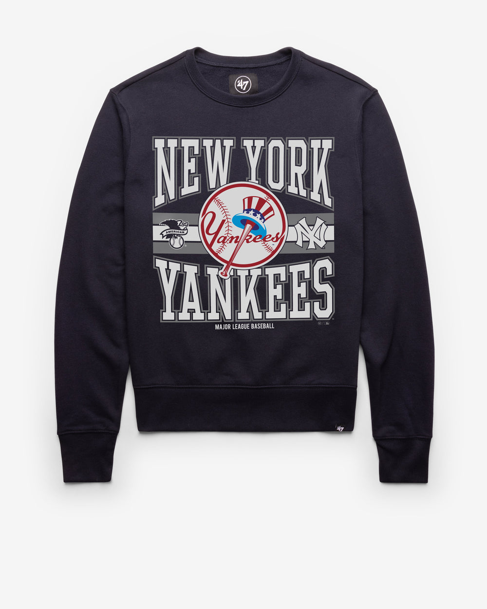 NEW YORK YANKEES COOPERSTOWN LETTERS '47 HEADLINE CREW FALL NAVY