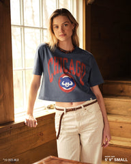 ATLANTA BRAVES SHALE '47 MONTAUK CROP TEE WOMENS DUSTED TIMBER BLUE