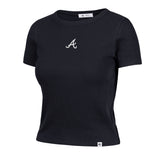 ATLANTA BRAVES MICRO EMB '47 BABY RIB TEE WOMENS NAVY