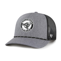 BALTIMORE ORIOLES COOPERSTOWN CARBON ROPE '47 TRUCKER CHARCOAL