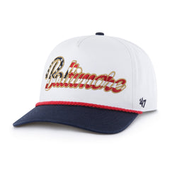 BALTIMORE ORIOLES PATRIOTIC OVERHAND '47 HITCH WHITE