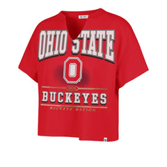 OHIO STATE BUCKEYES ELATION '47 OVERSIZED NOTCH NECK TEE WOMENS RED