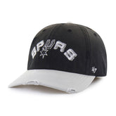 SAN ANTONIO SPURS HARDWOOD CLASSICS WORN SCRIPT '47 CLEAN UP MF MID FIT BLACK