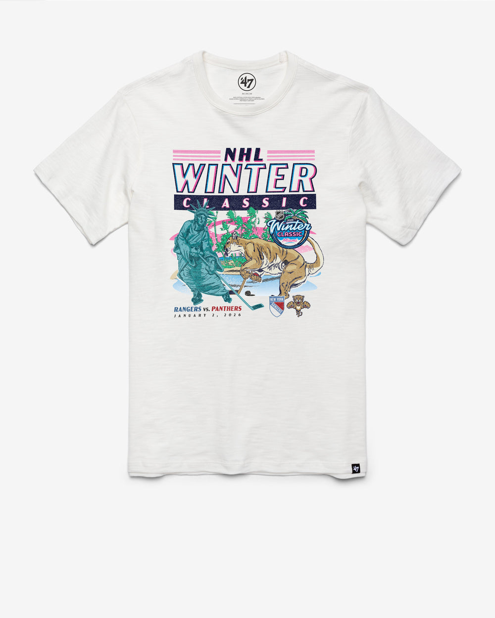 NEW YORK RANGERS X FLORIDA PANTHERS DUELING GRIT '47 SCRUM TEE WHITE WASH