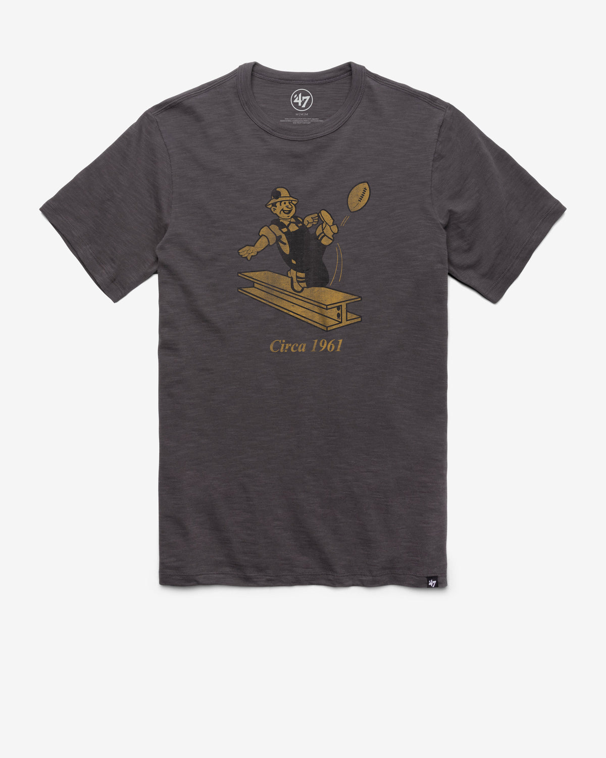 PITTSBURGH STEELERS HISTORIC GRIT '47 SCRUM TEE CHARCOAL