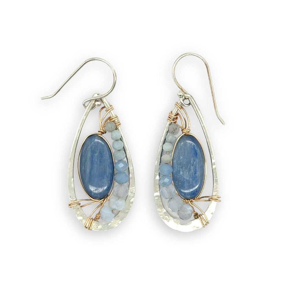 Washed Denim Drop Earrings