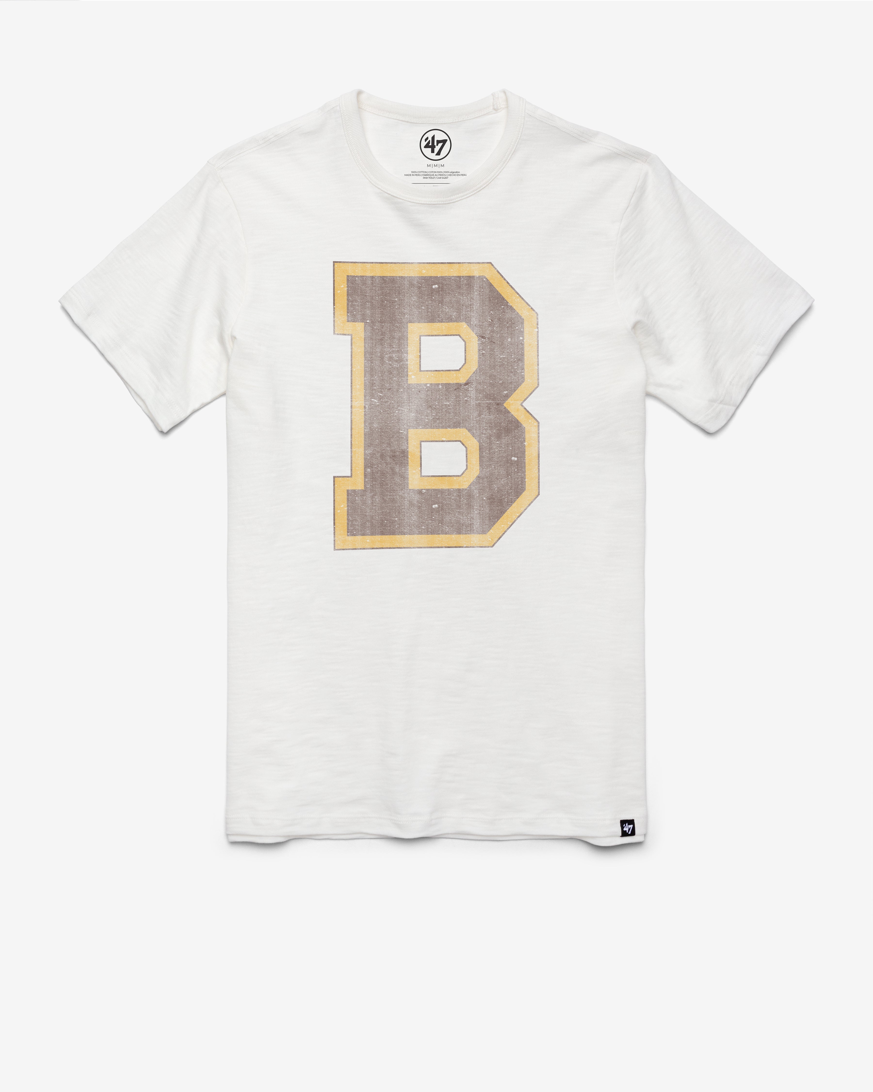 BOSTON BRUINS VINTAGE GRIT '47 SCRUM TEE WHITE WASH