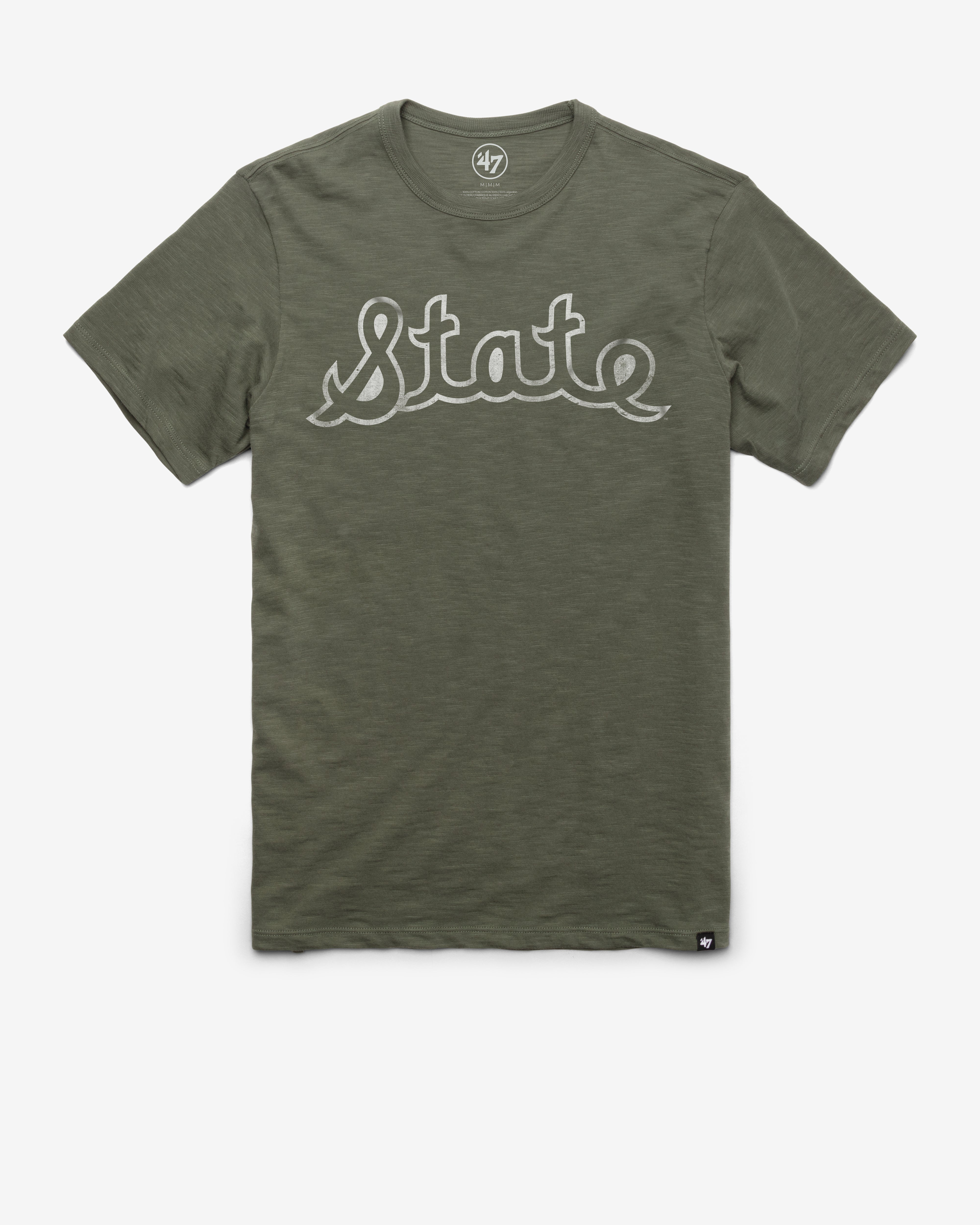 MICHIGAN STATE SPARTANS VINTAGE GRIT '47 SCRUM TEE BOTTLE GREEN