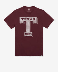 TEXAS A&M AGGIES VINTAGE GRIT '47 SCRUM TEE DARK MAROON