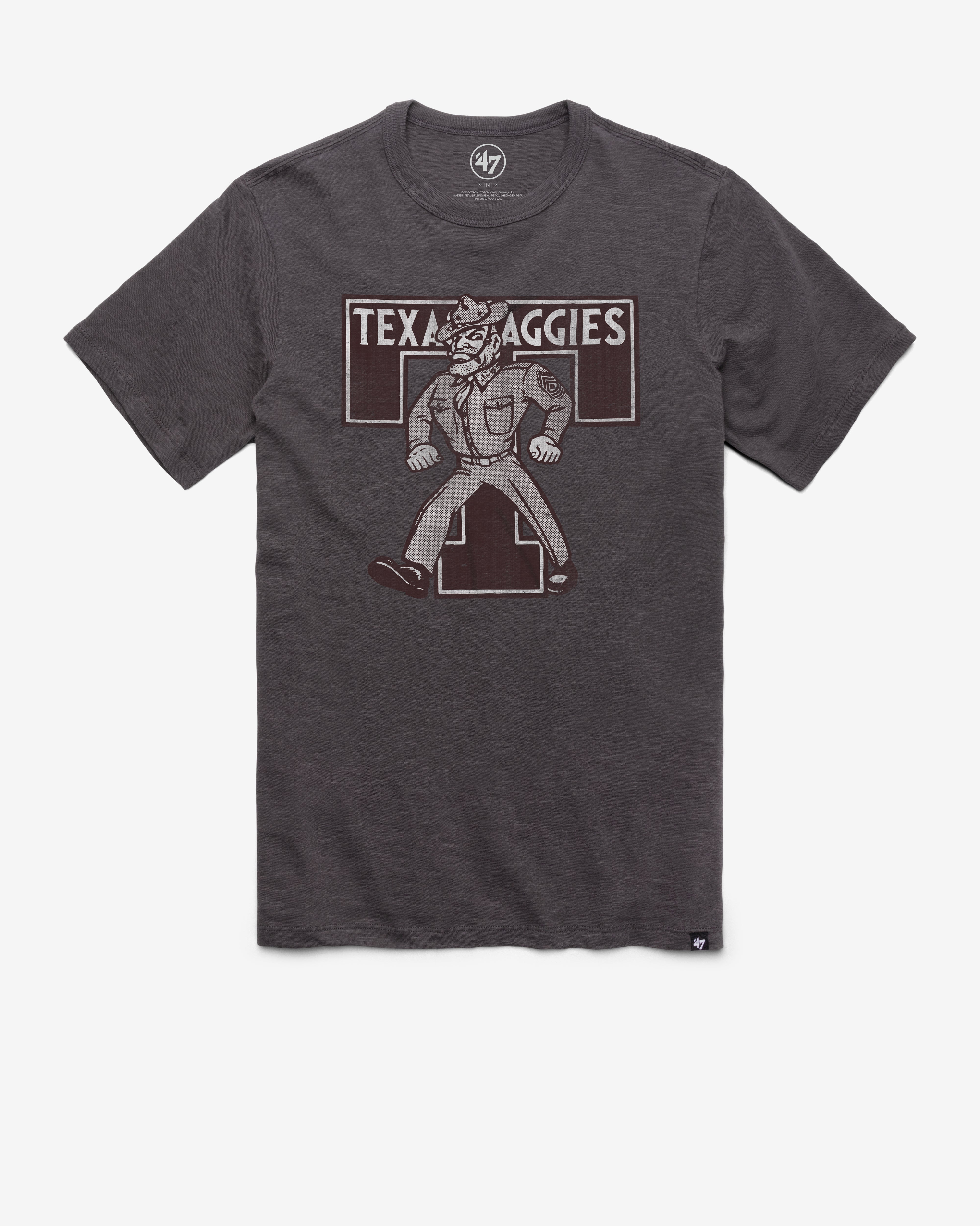 TEXAS A&M AGGIES VINTAGE GRIT '47 SCRUM TEE CHARCOAL