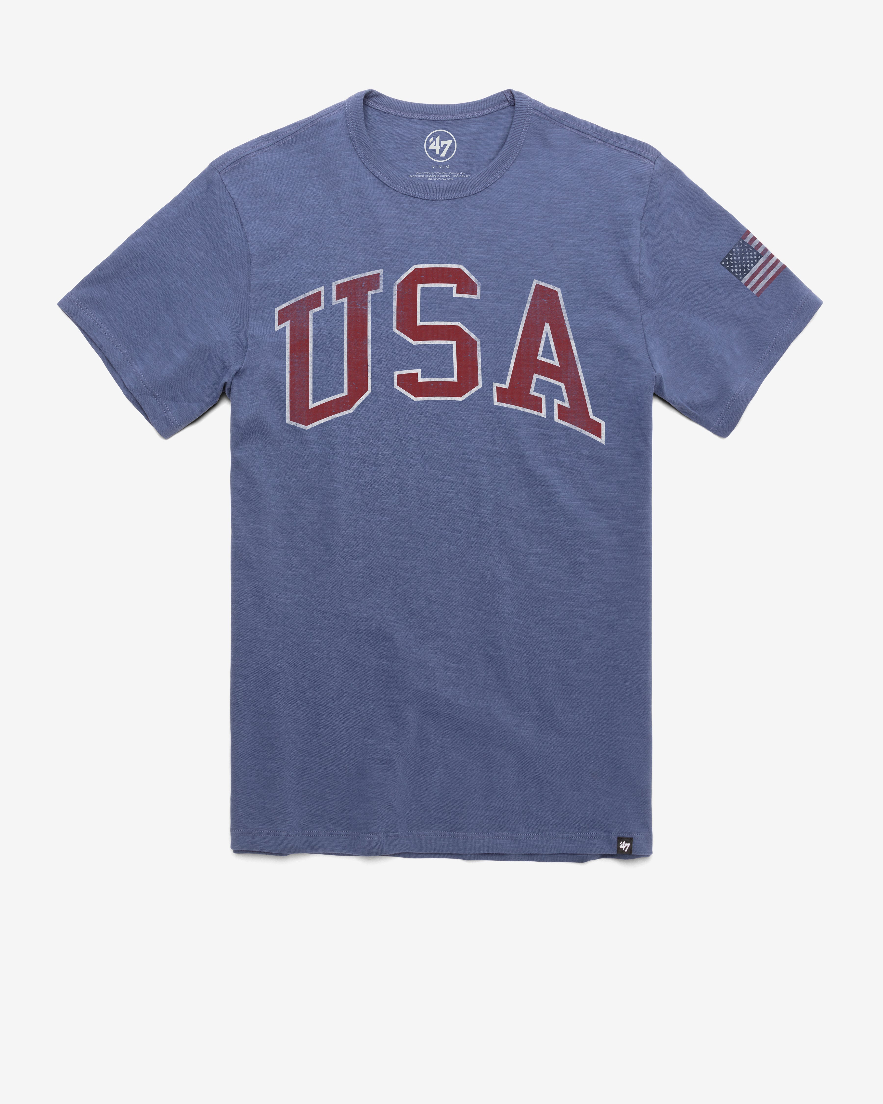 UNITED STATES SCRIPT GRIT TWO PEAT '47 SCRUM TEE BLEACHER BLUE