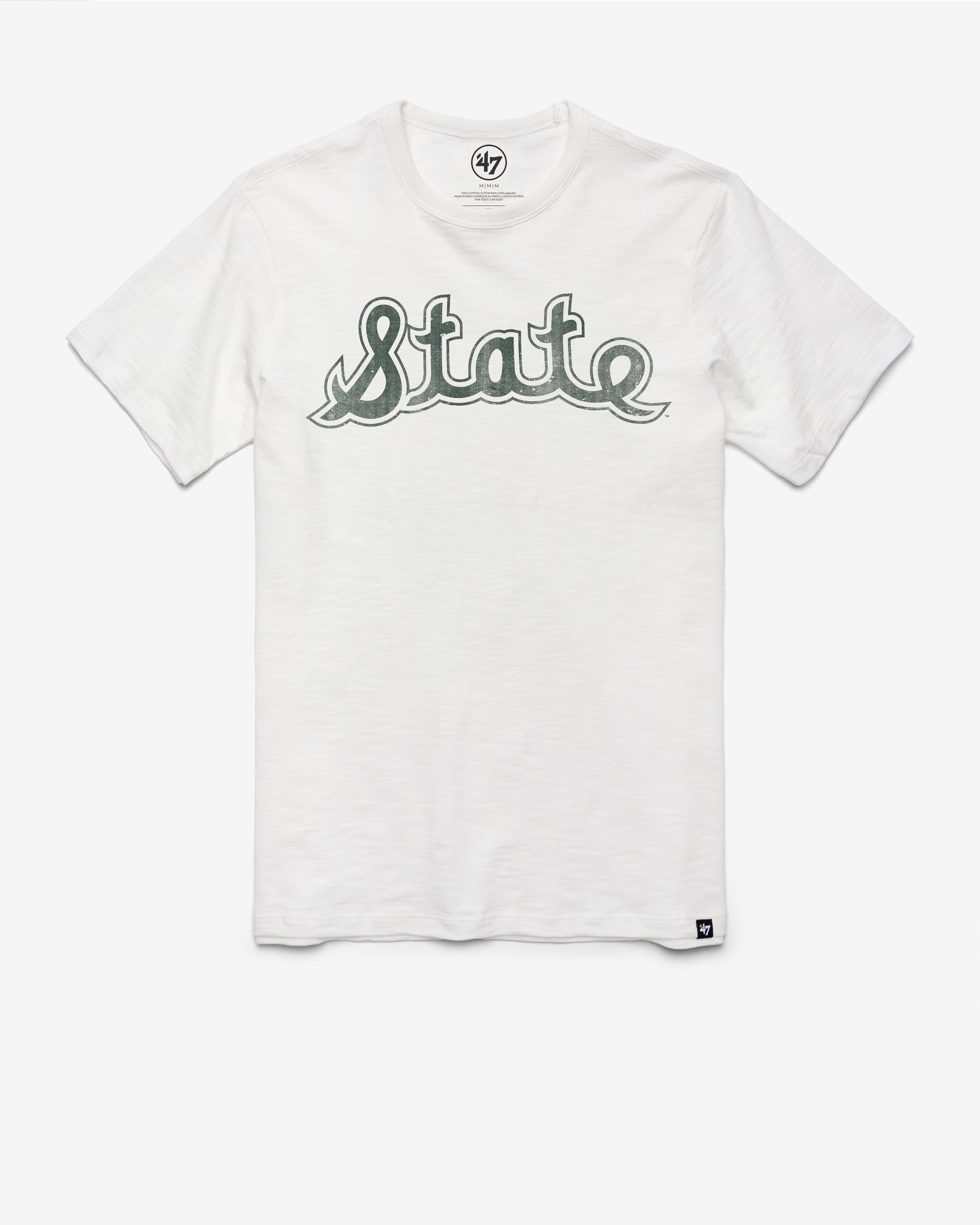 MICHIGAN STATE SPARTANS '47 VINTAGE GRIT SCRUM TEE WHITE WASH