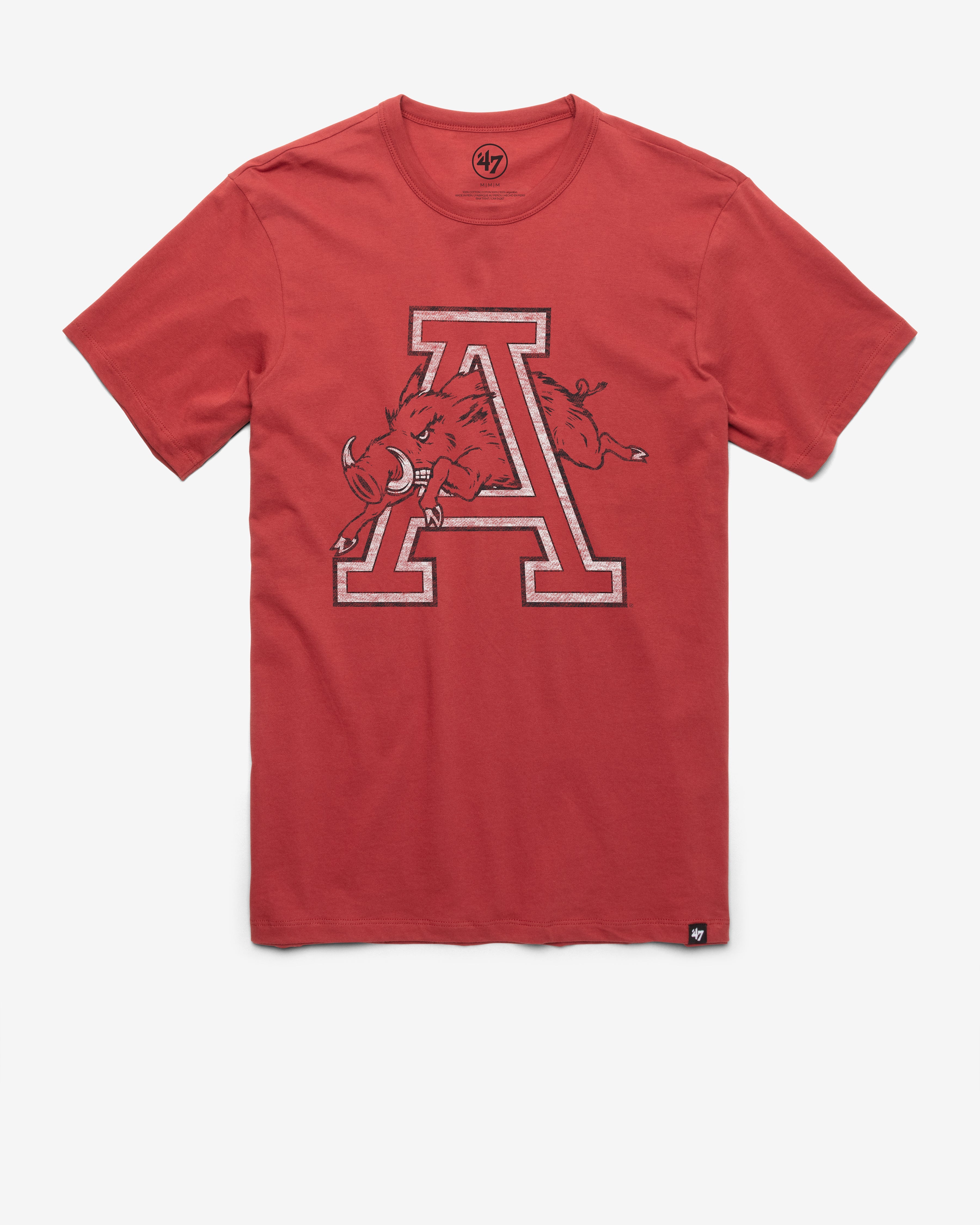 ARKANSAS RAZORBACKS VINTAGE PREMIER '47 FRANKLIN TEE MISSION RED