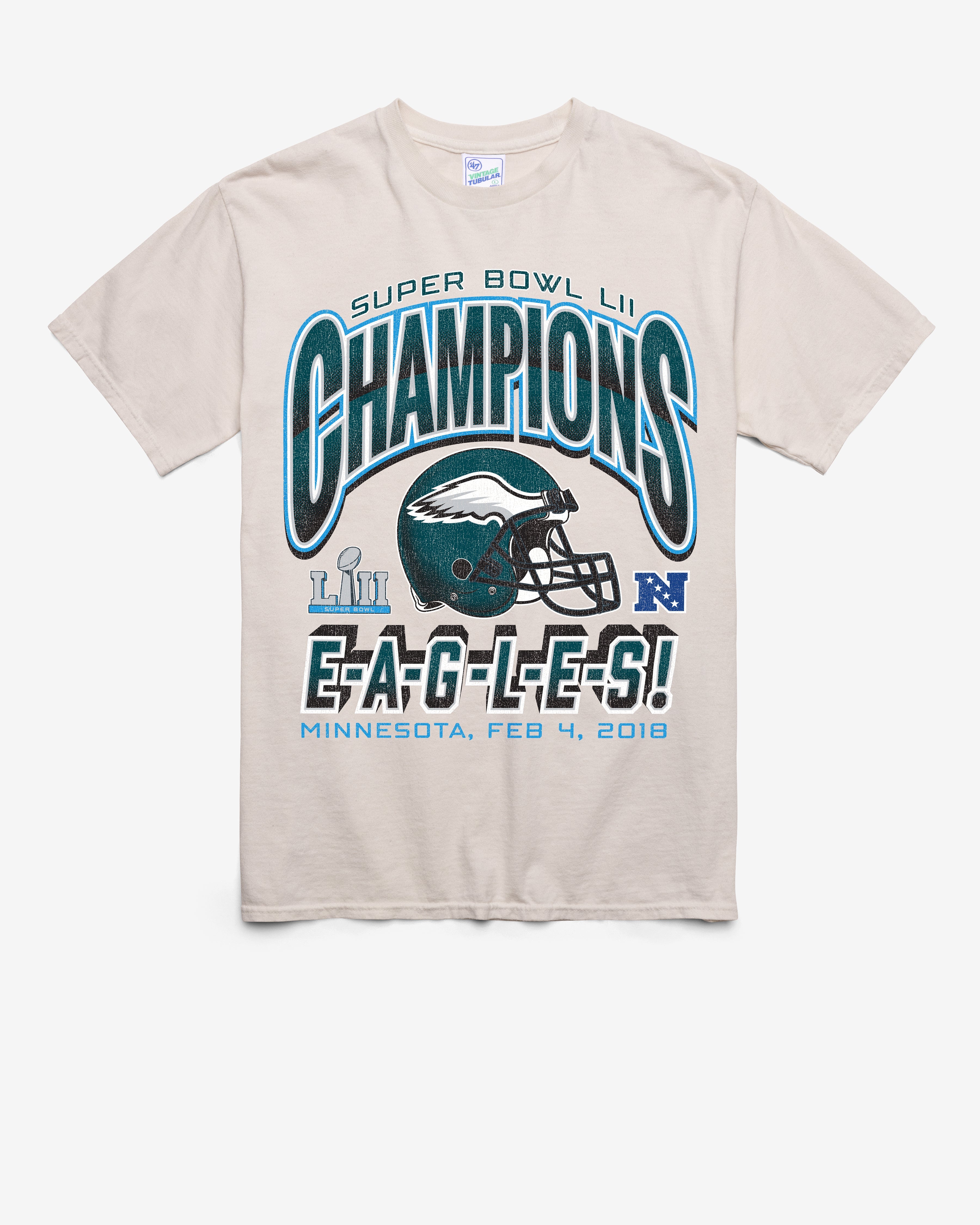 PHILADELPHIA EAGLES SUPER BOWL GRIDIRON LOCKER '47 VINTAGE TUBULAR TEE DUNE