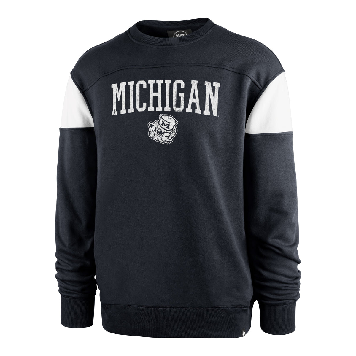 MICHIGAN WOLVERINES VINTAGE GROUNDBREAK '47 ONSET CREW ATLAS BLUE