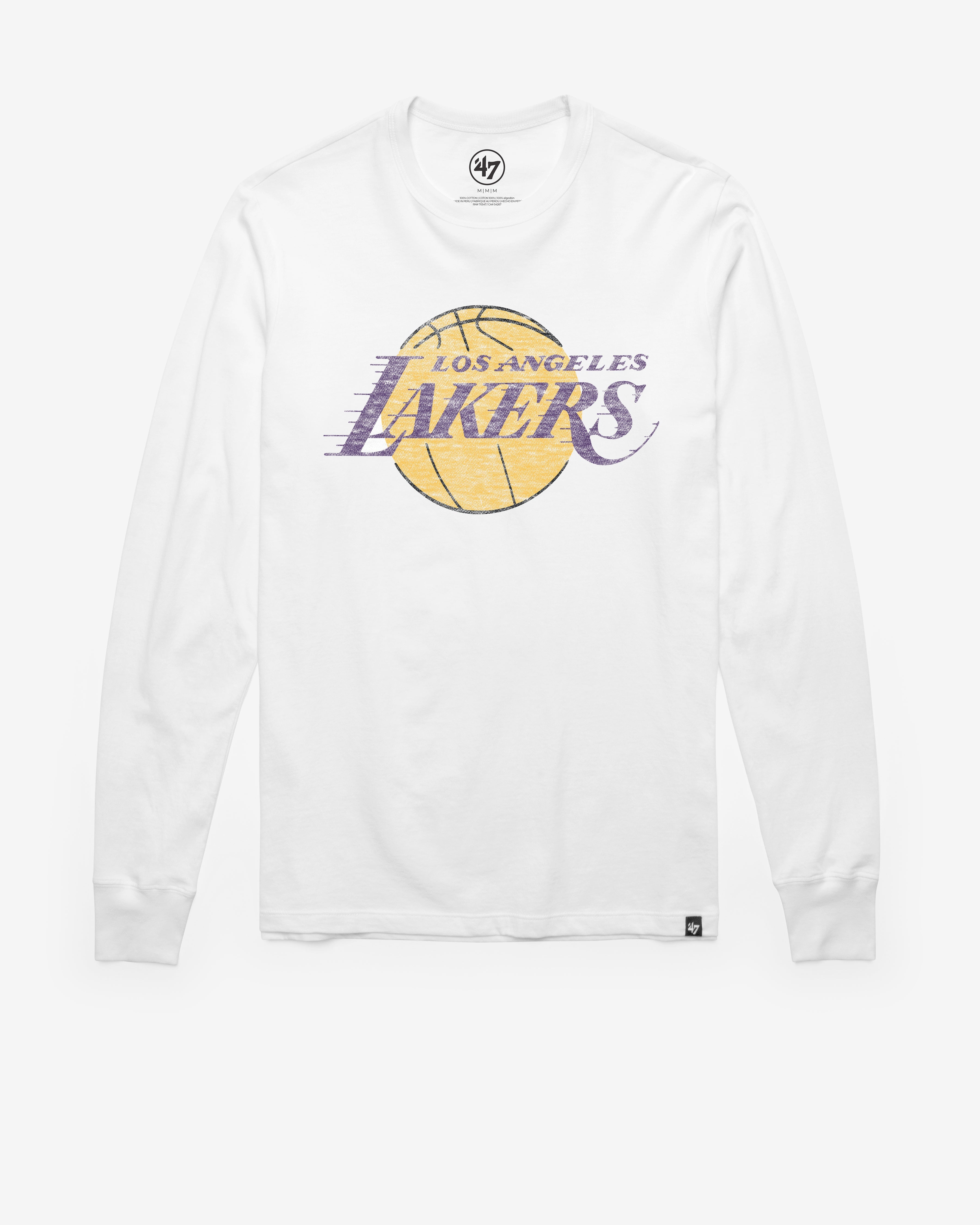LOS ANGELES LAKERS PREMIER '47 FRANKLIN LONG SLEEVE TEE WHITE WASH