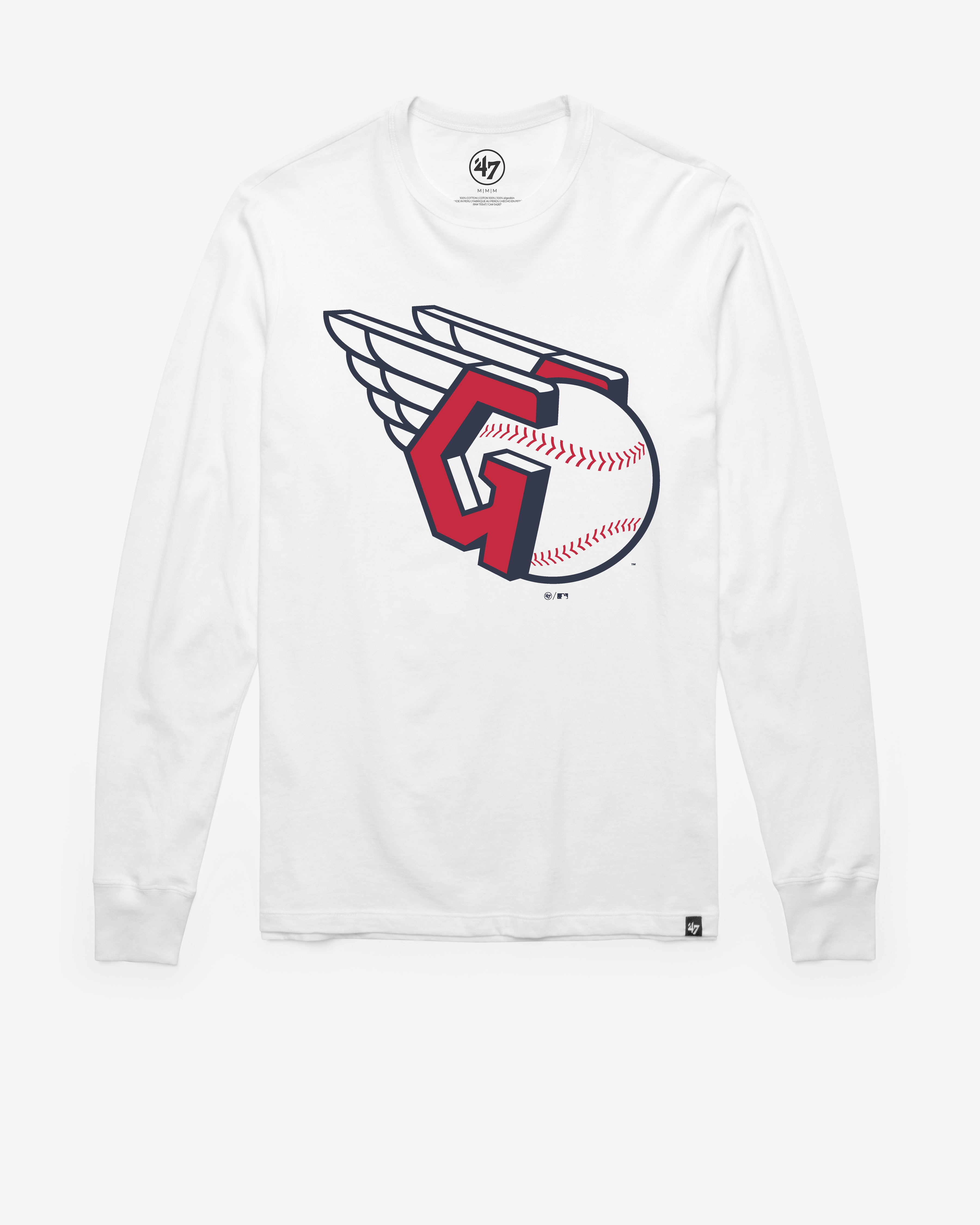 CLEVELAND GUARDIANS PREMIER '47 FRANKLIN LONG SLEEVE TEE WHITE WASH