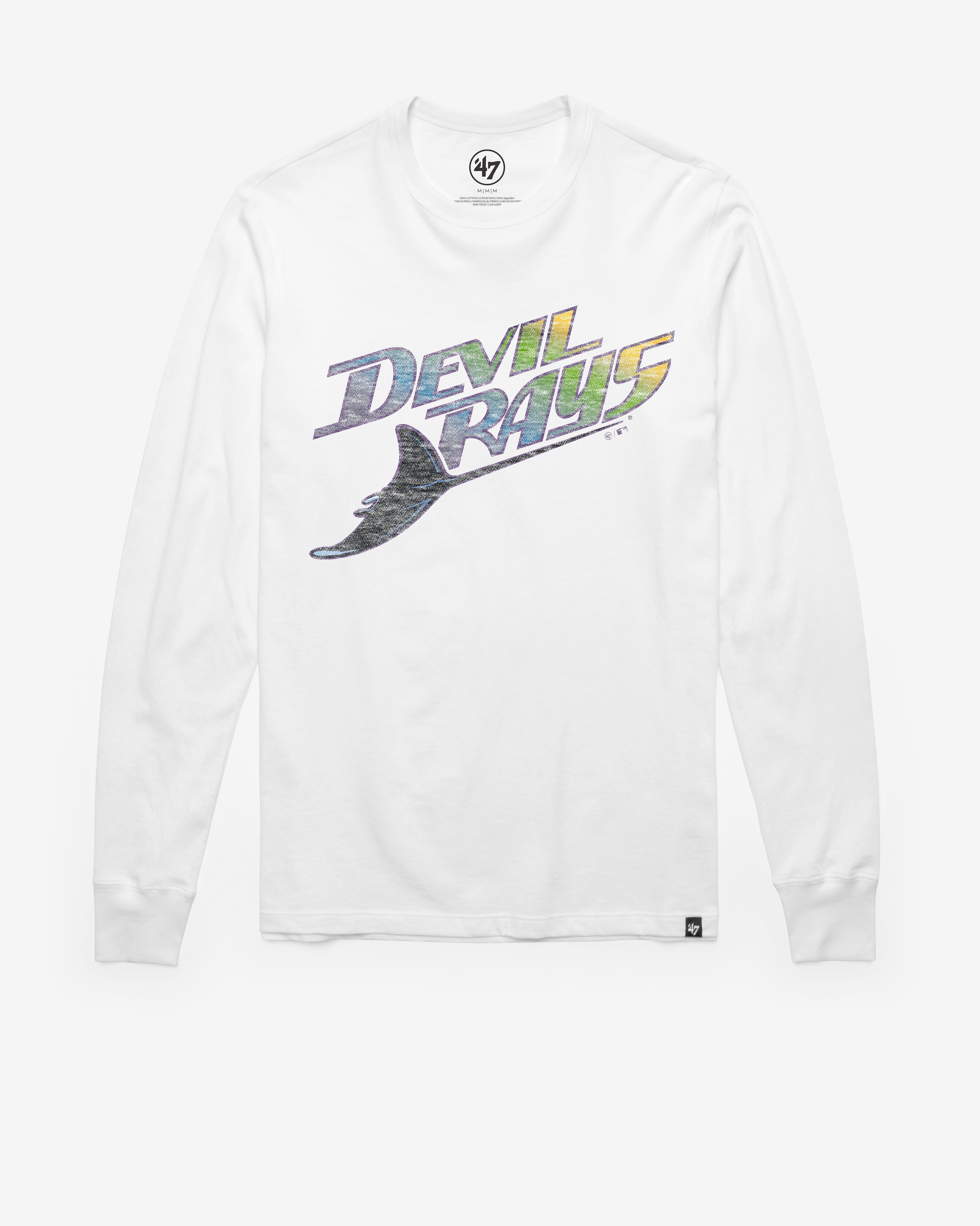 TAMPA BAY RAYS COOPERSTOWN PREMIER '47 FRANKLIN LONG SLEEVE TEE WHITE WASH