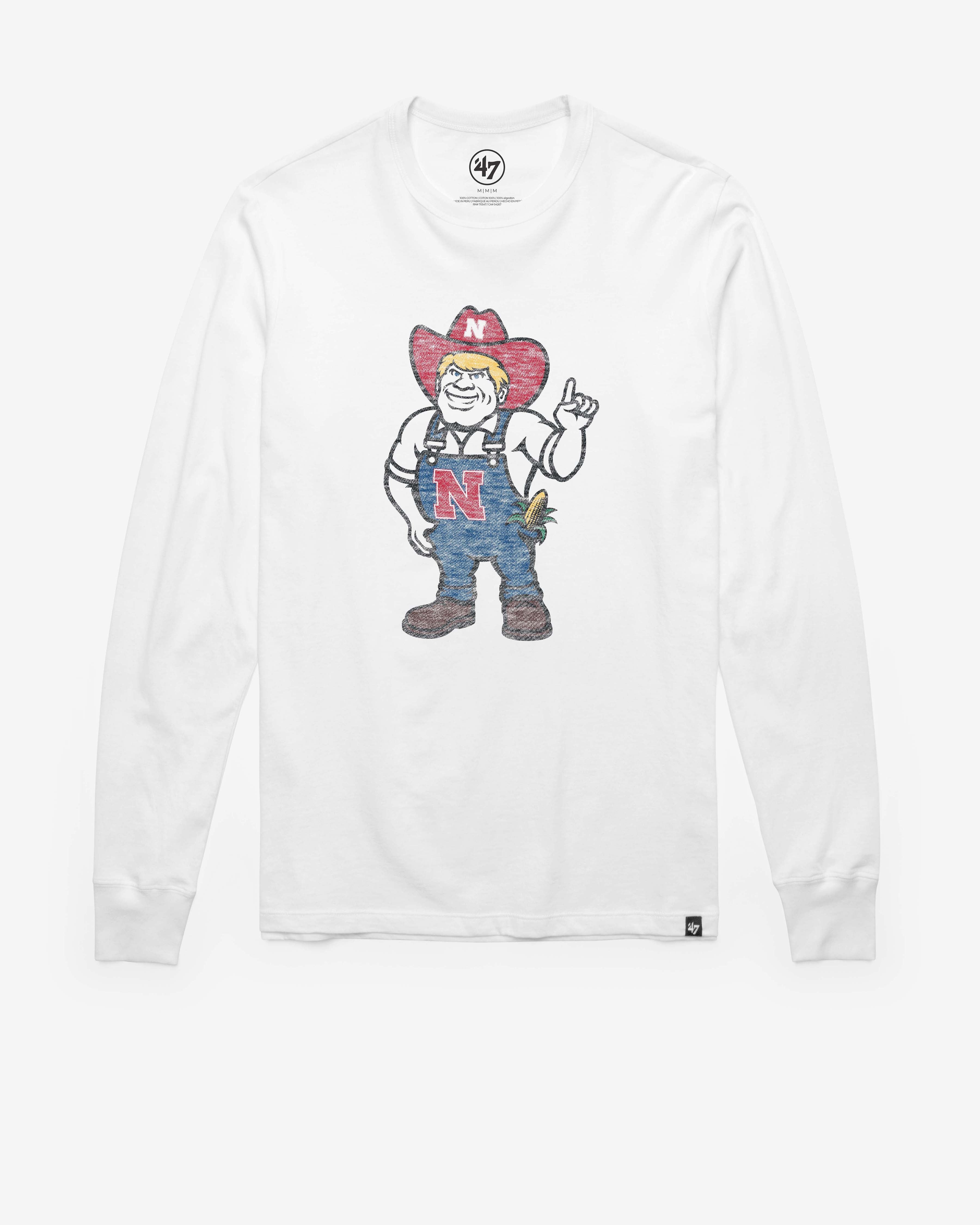NEBRASKA CORNHUSKERS PREMIER '47 FRANKLIN LONG SLEEVE TEE WHITE WASH