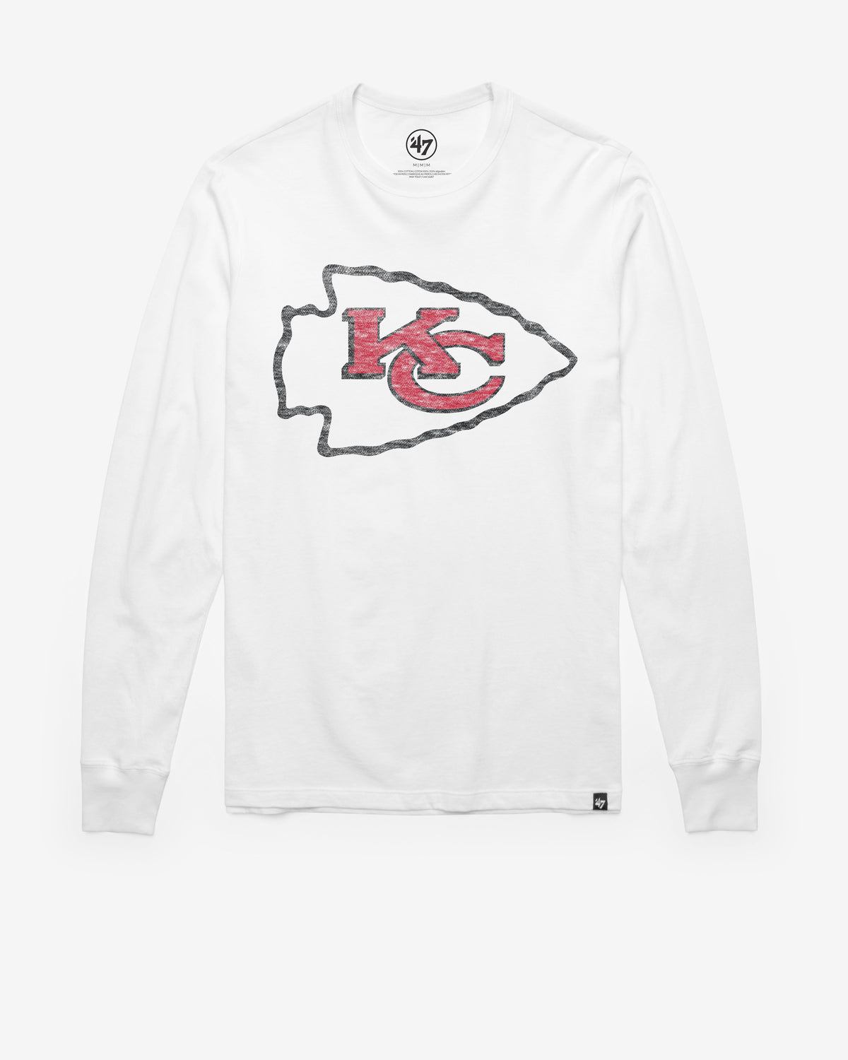 KANSAS CITY CHIEFS PREMIER '47 FRANKLIN LONG SLEEVE TEE WHITE WASH