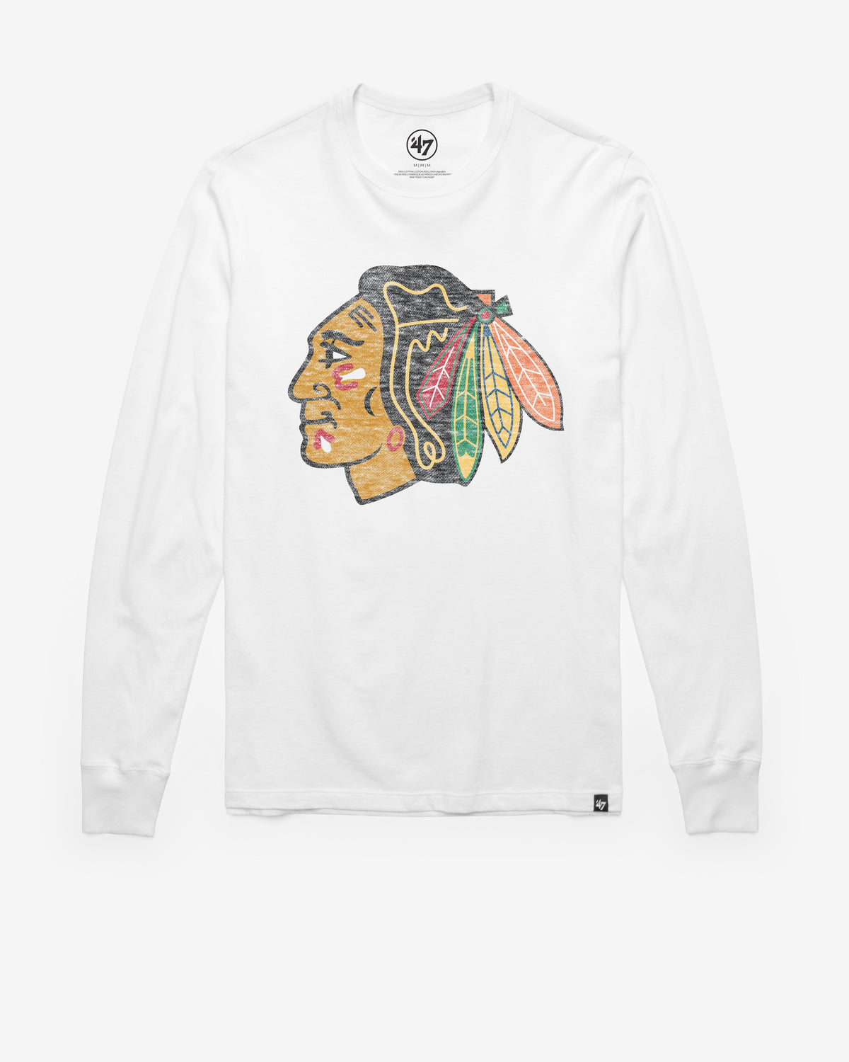 CHICAGO BLACKHAWKS PREMIER '47 FRANKLIN LONG SLEEVE TEE WHITE WASH