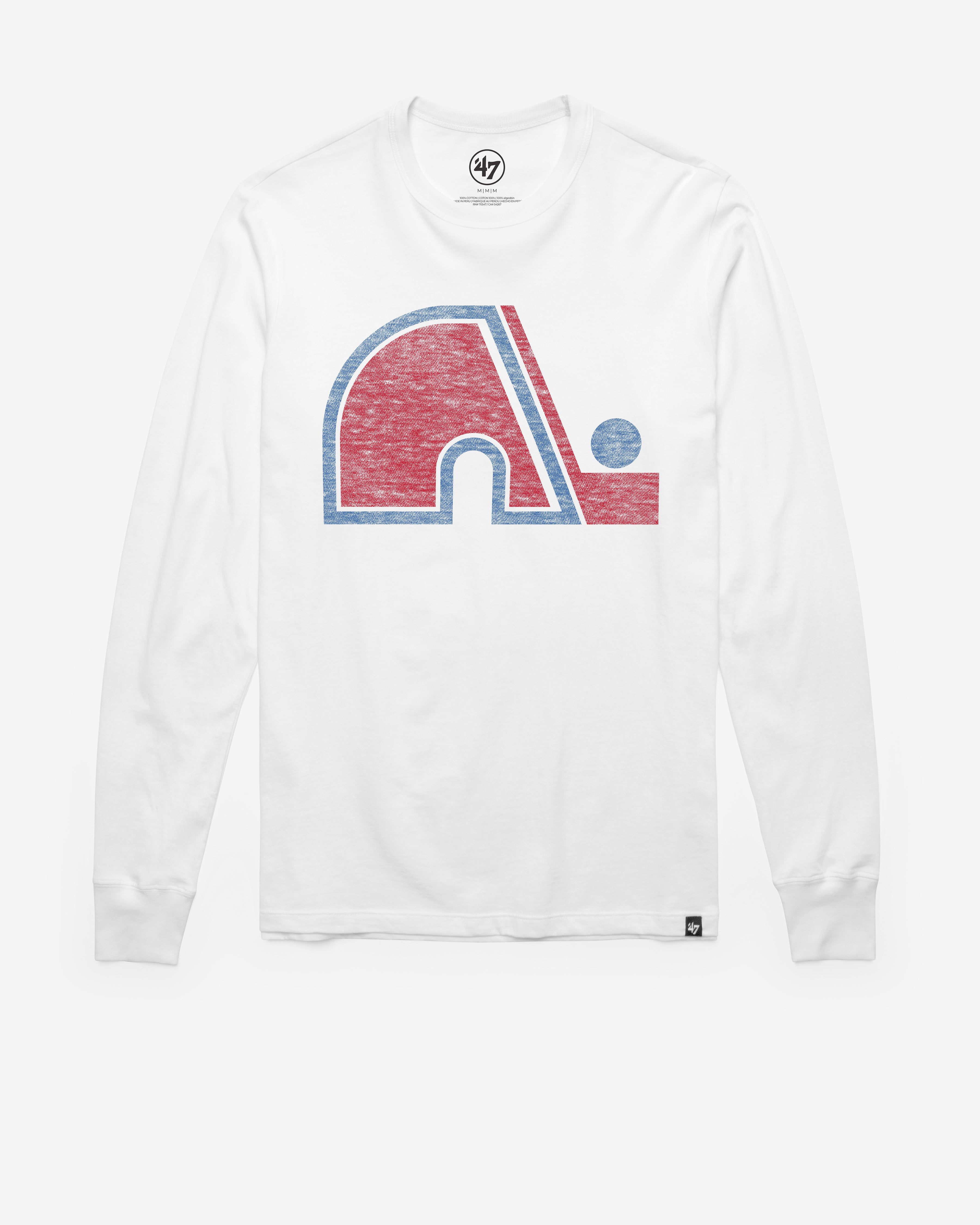 QUEBEC NORDIQUES VINTAGE PREMIER '47 FRANKLIN LONG SLEEVE TEE WHITE WASH