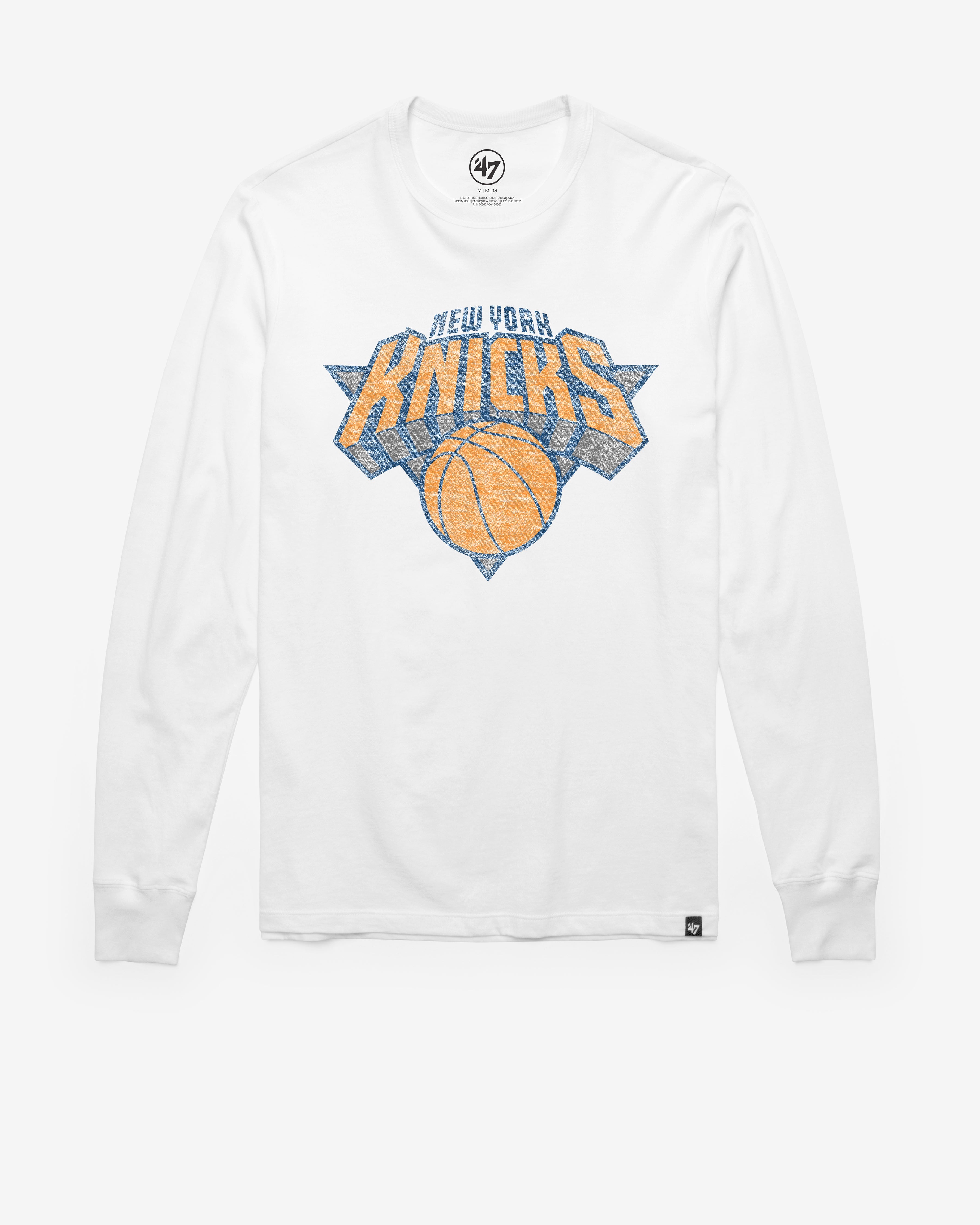 NEW YORK KNICKS PREMIER '47 FRANKLIN LONG SLEEVE TEE WHITE WASH