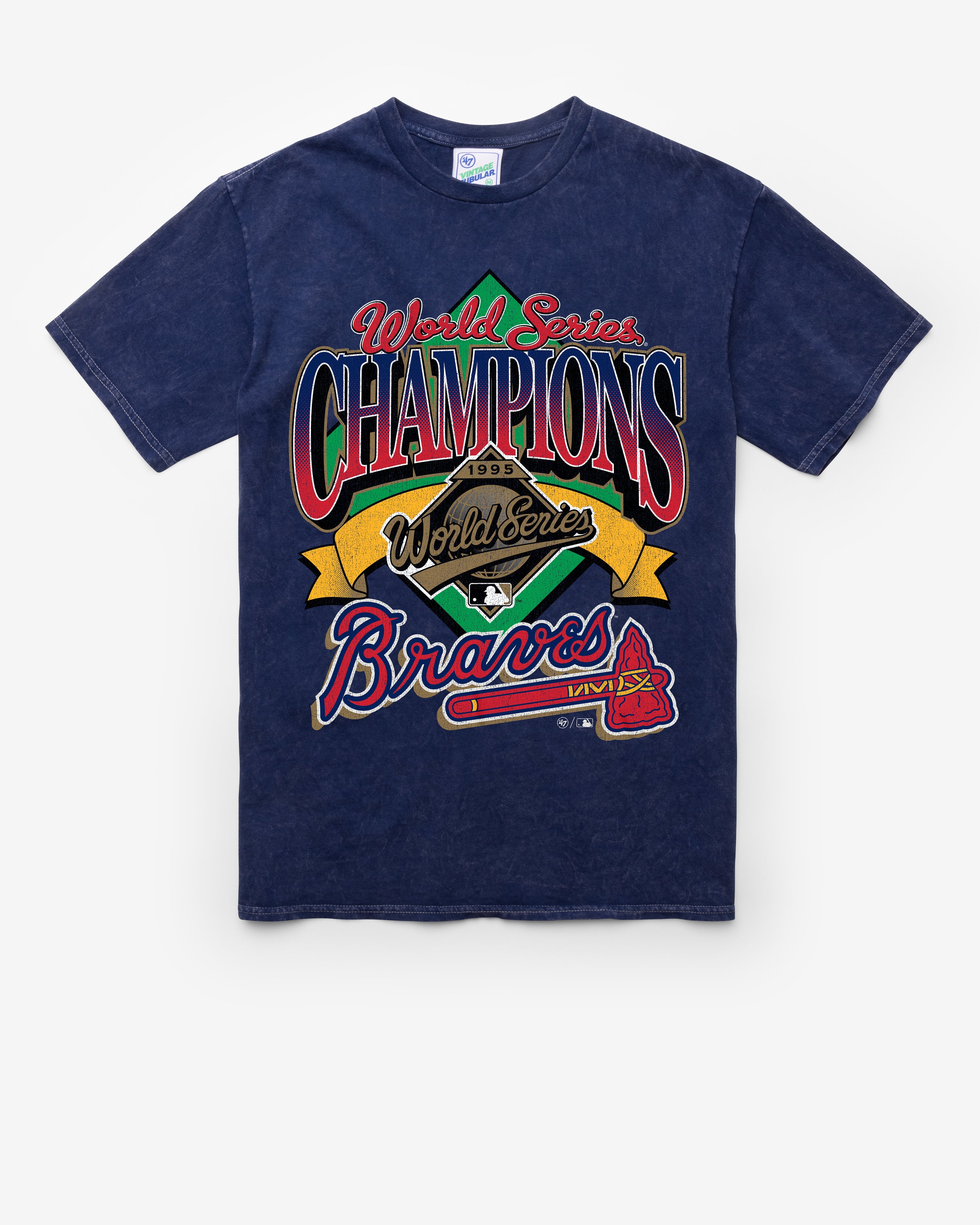 ATLANTA BRAVES COOPERSTOWN WORLD SERIES LOCKER '47 VINTAGE TUBULAR TEE DT NAVY