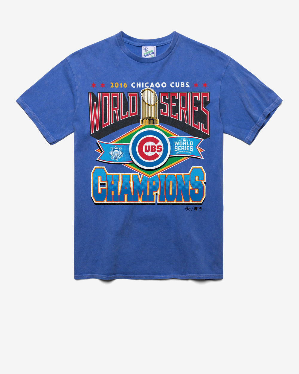 CHICAGO CUBS COOPERSTOWN WORLD SERIES LOCKER '47 VINTAGE TUBULAR TEE DT CALI BLUE