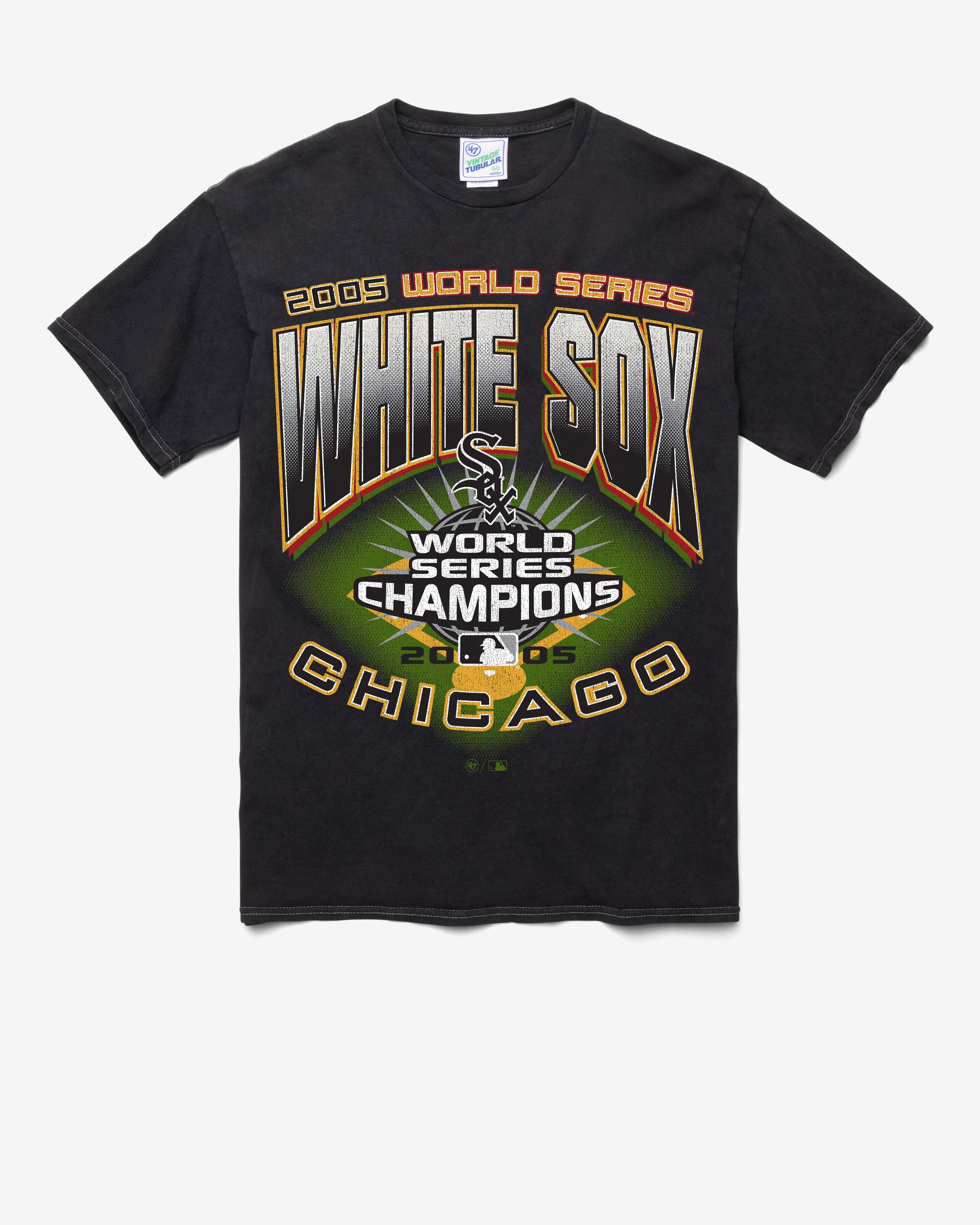 CHICAGO WHITE SOX COOPERSTOWN WORLD SERIES LOCKER '47 VINTAGE TUBULAR TEE DT BLACK