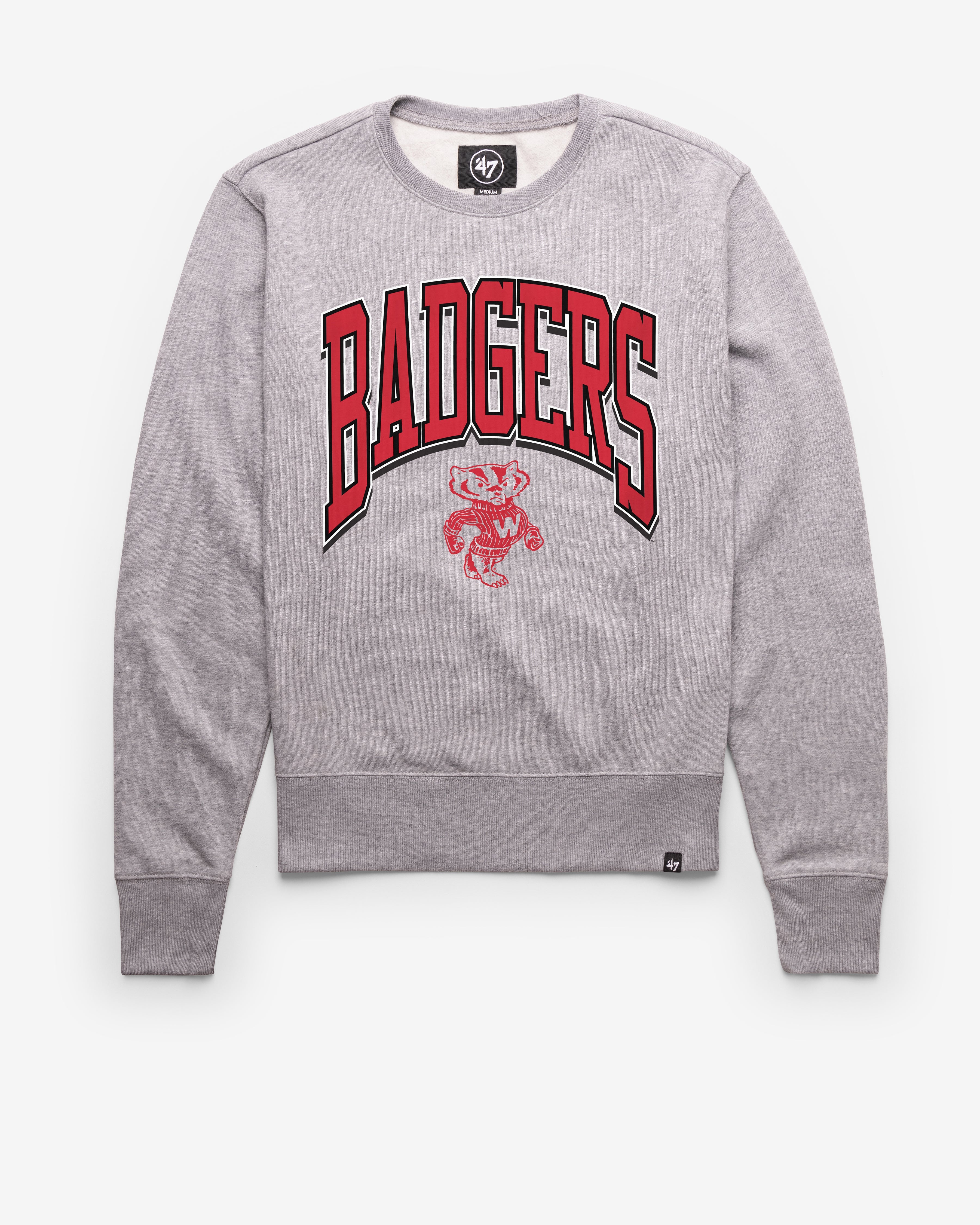 WISCONSIN BADGERS VINTAGE WALK TALL '47 HEADLINE CREW SLATE GREY
