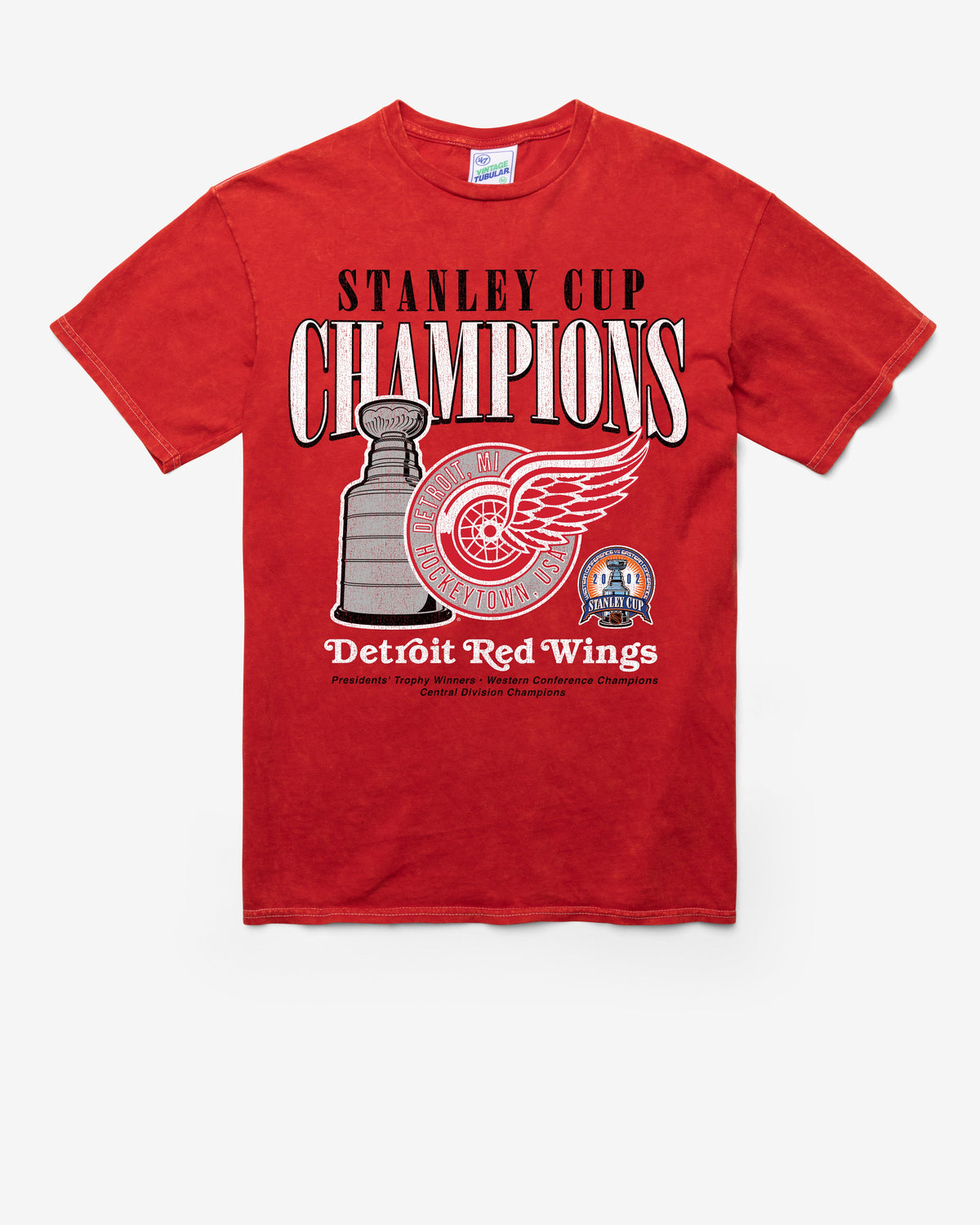 DETROIT RED WINGS VINTAGE STANLEY LOCKER VINTAGE '47 TUBULAR TEE DT RED