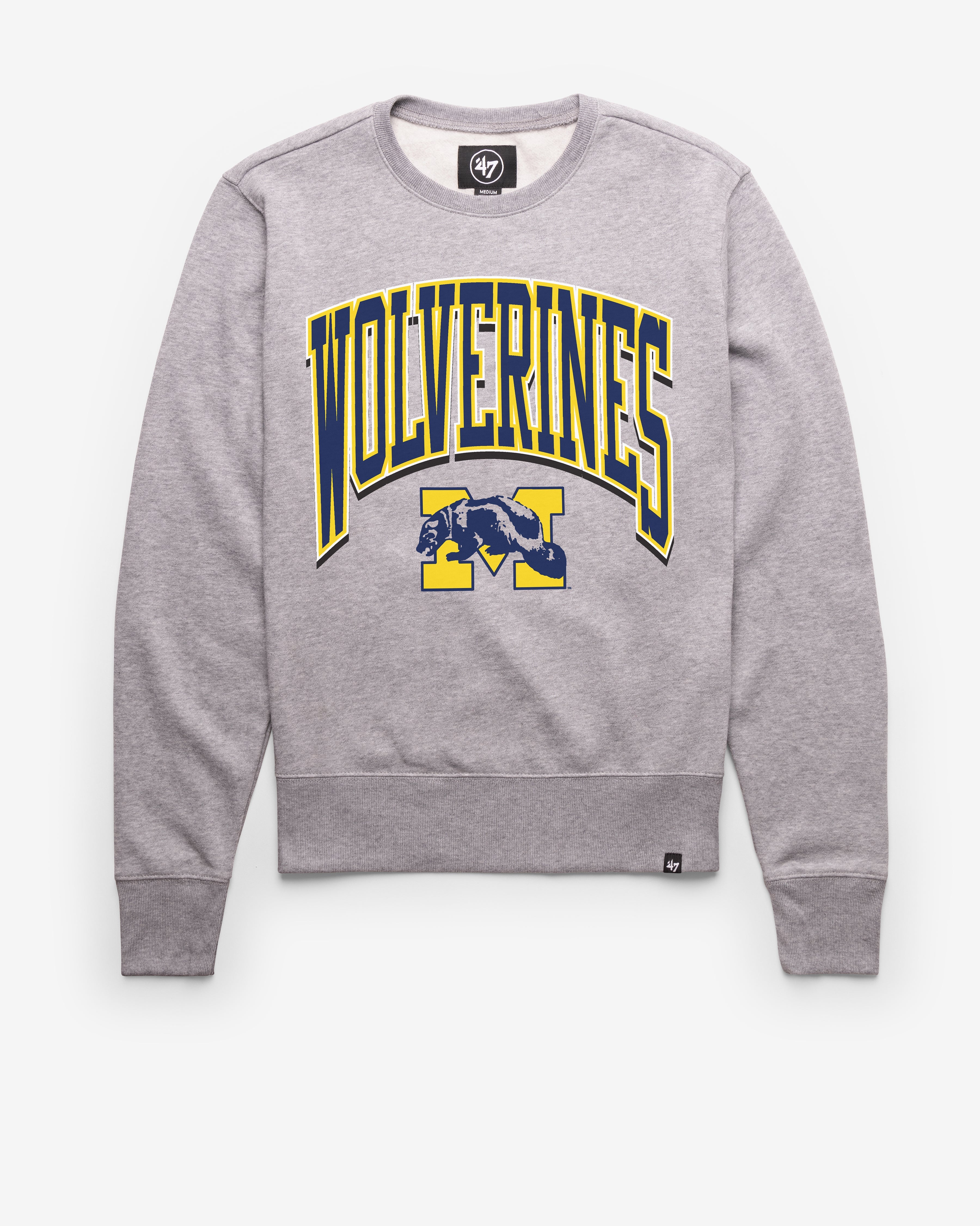 MICHIGAN WOLVERINES VINTAGE WALK TALL '47 HEADLINE CREW SLATE GREY