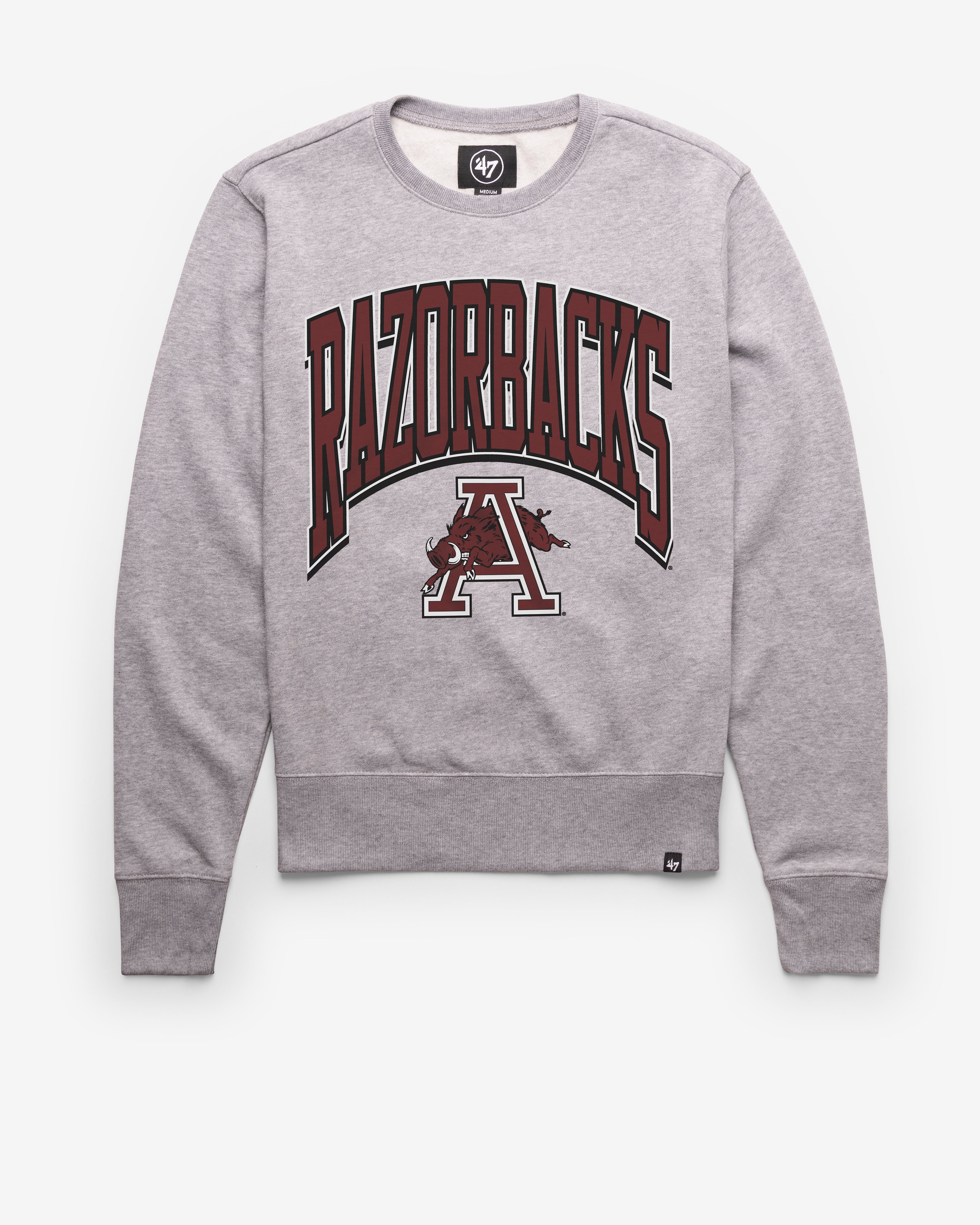 ARKANSAS RAZORBACKS VINTAGE WALK TALL '47 HEADLINE CREW SLATE GREY