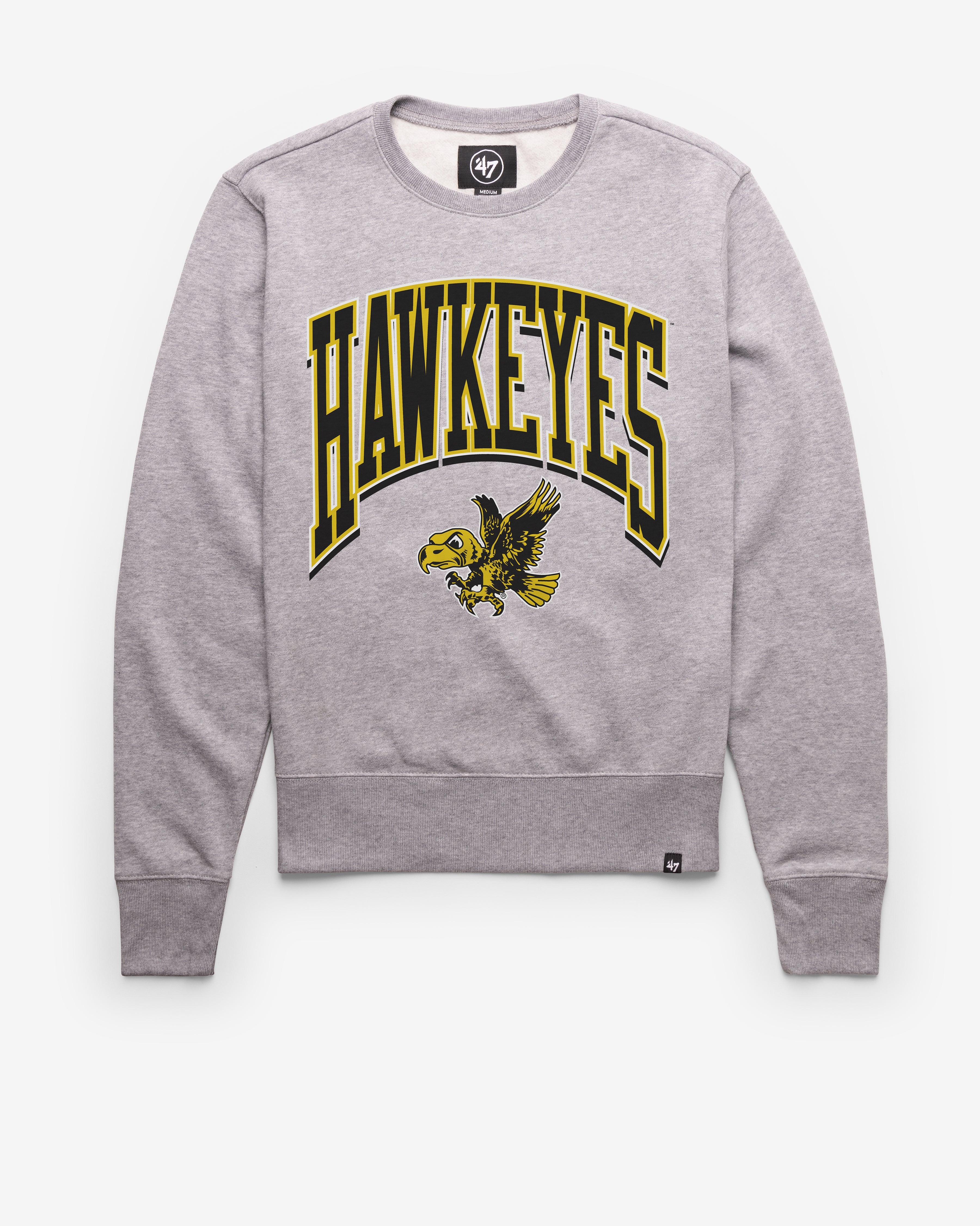 IOWA HAWKEYES VINTAGE WALK TALL '47 HEADLINE CREW SLATE GREY