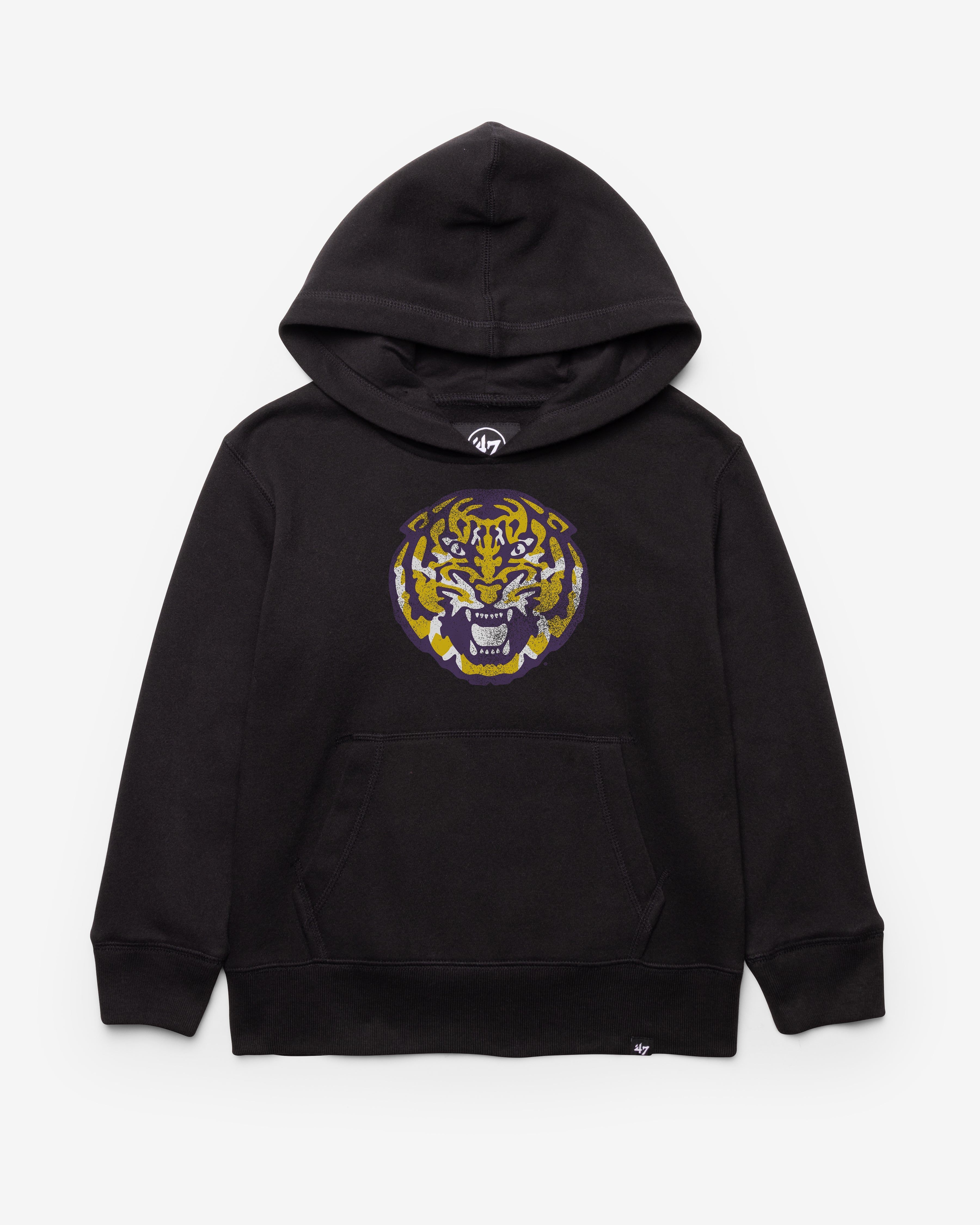LOUISIANA STATE TIGERS LSU DISTRESSED IMPRINT '47 HEADLINE HOOD KIDS JET BLACK