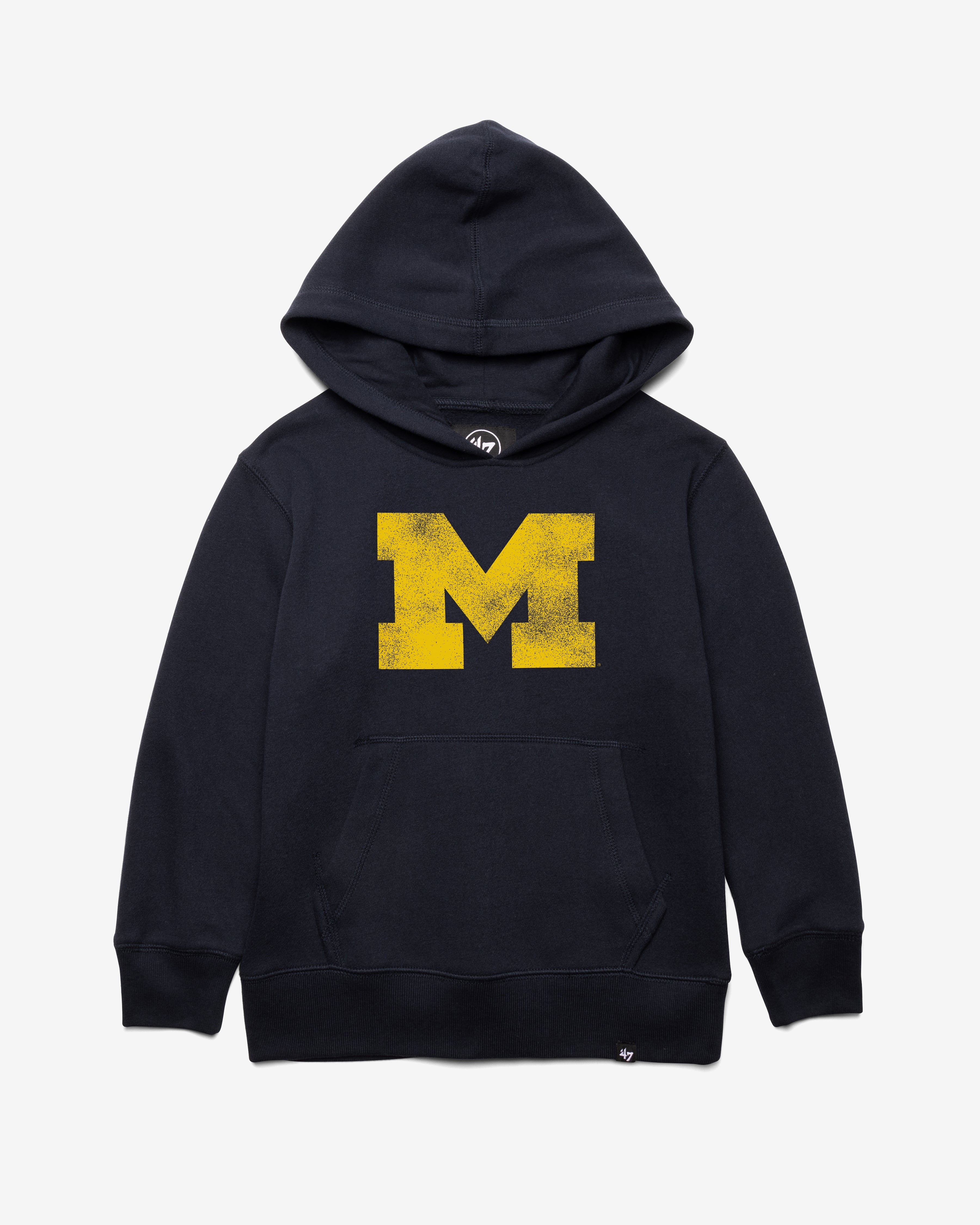 MICHIGAN WOLVERINES DISTRESSED IMPRINT '47 HEADLINE HOOD KIDS FALL NAVY
