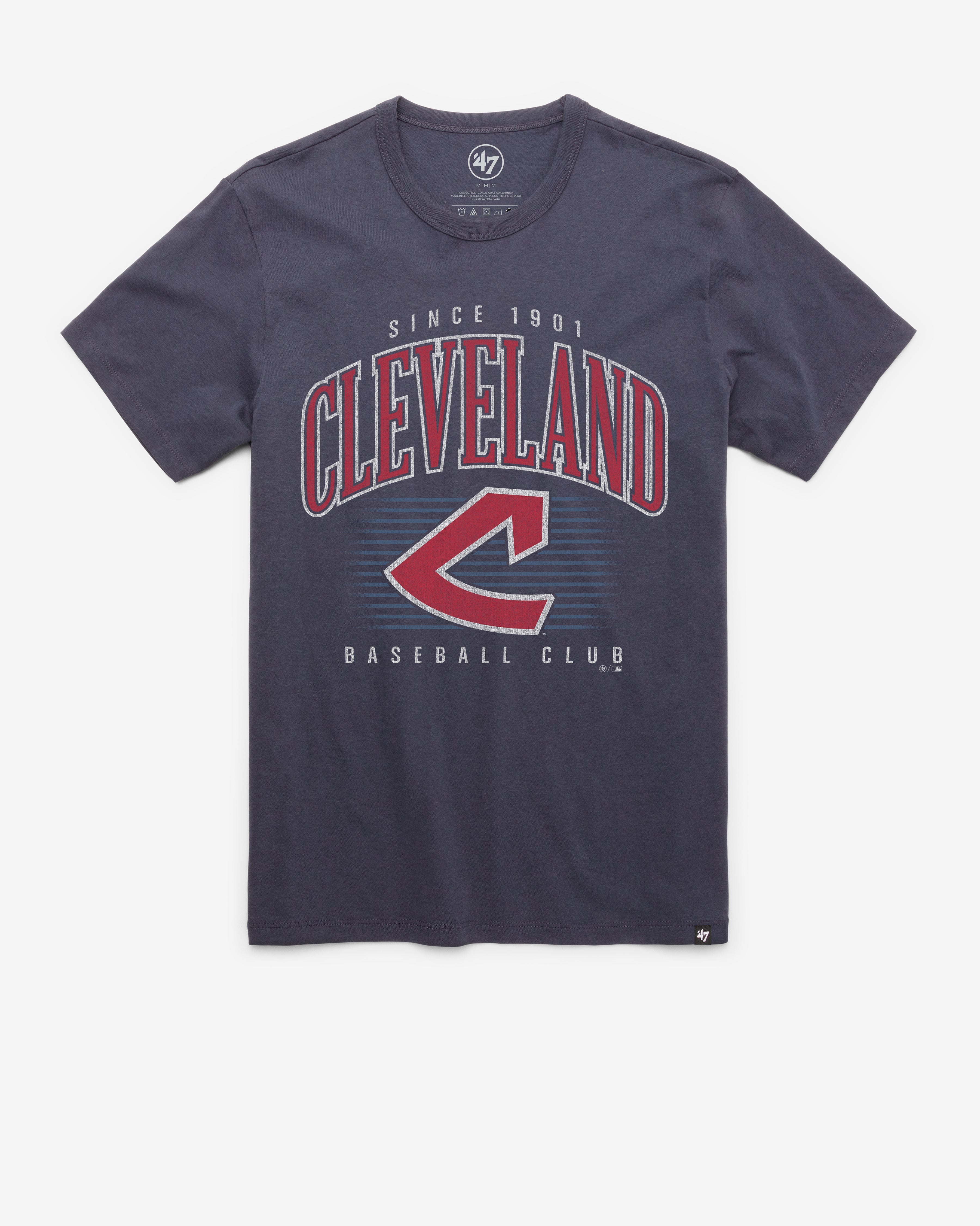CLEVELAND GUARDIANS COOPERSTOWN DOUBLE HEADER '47 FRANKLIN TEE ATLAS BLUE