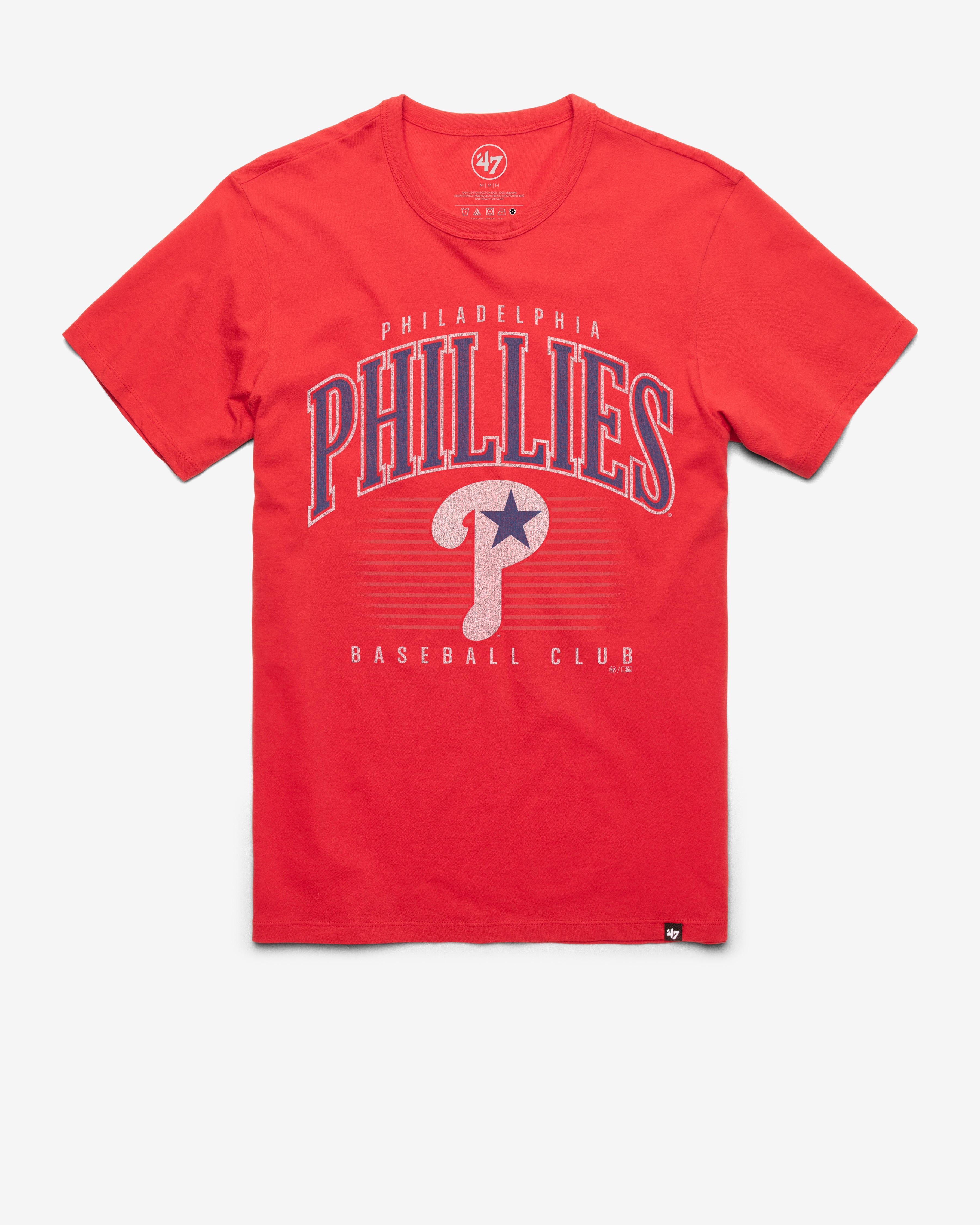 PHILADELPHIA PHILLIES COOPERSTOWN DOUBLE HEADER '47 FRANKLIN TEE RACER RED