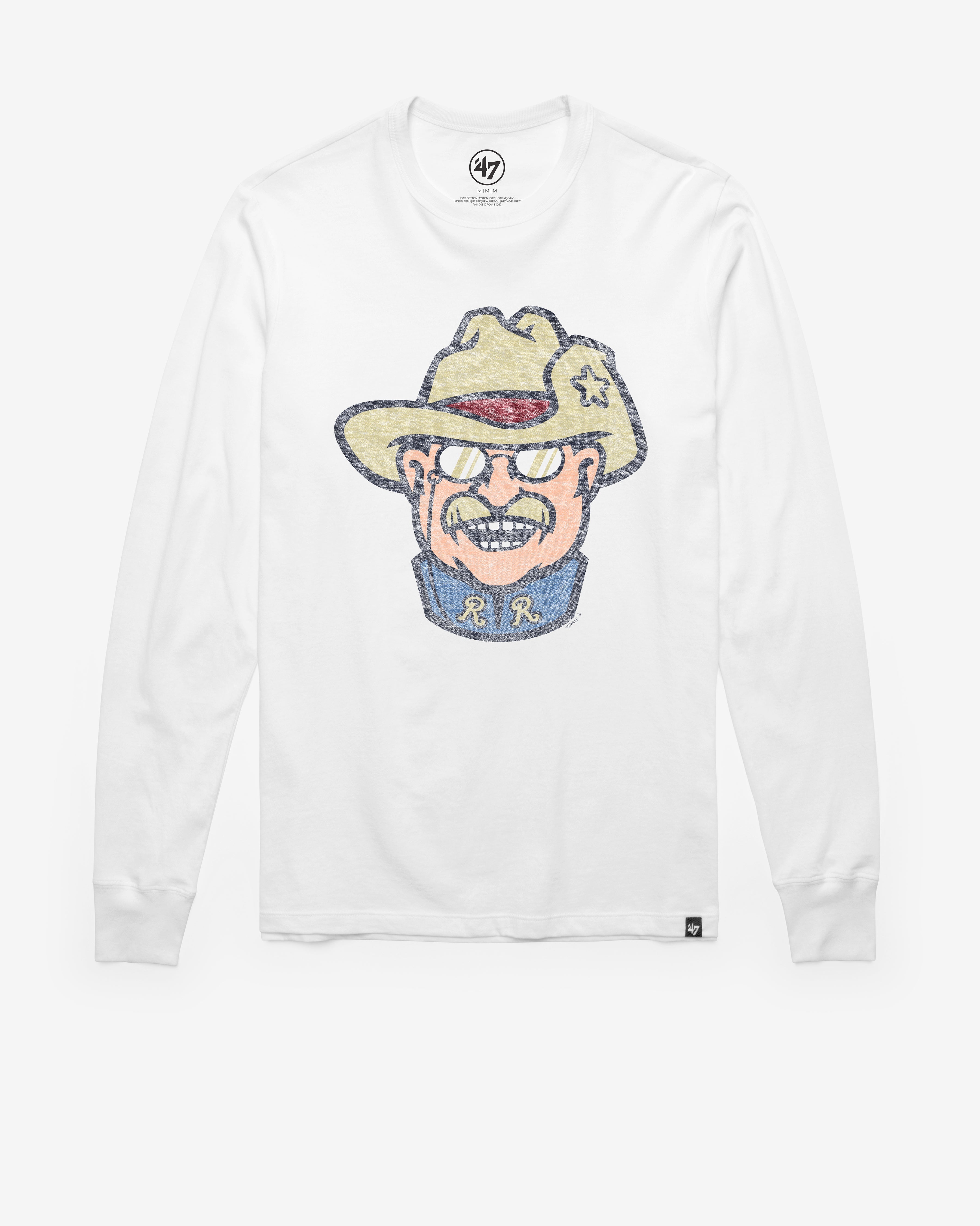 FRISCO ROUGHRIDERS PREMIER '47 FRANKLIN LONG SLEEVE TEE WHITE WASH