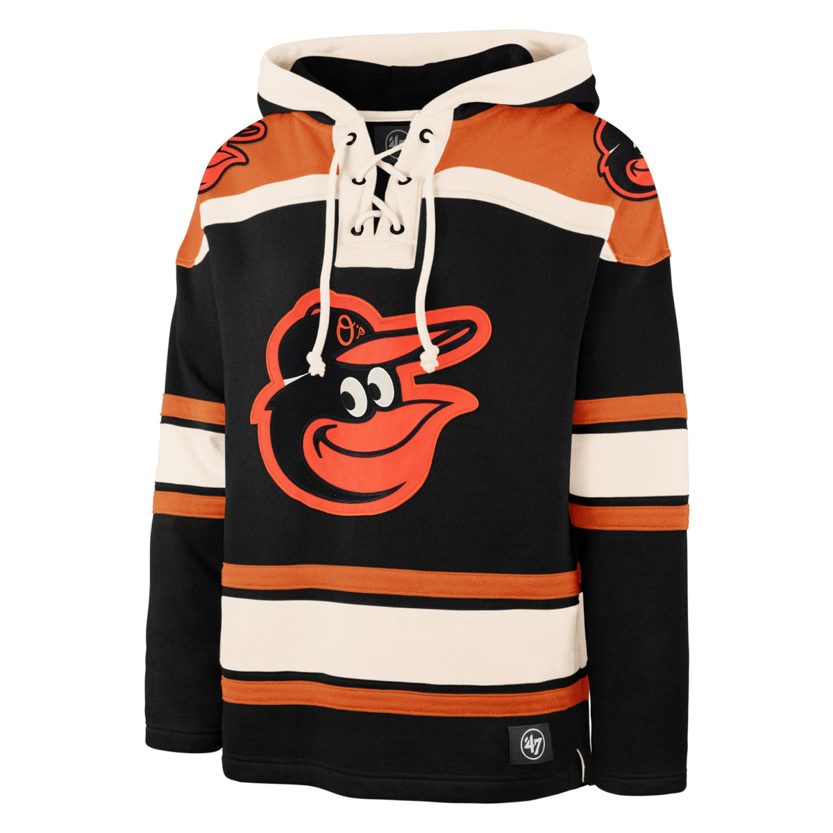 BALTIMORE ORIOLES SUPERIOR '47 LACER PULLOVER HOOD JET BLACK
