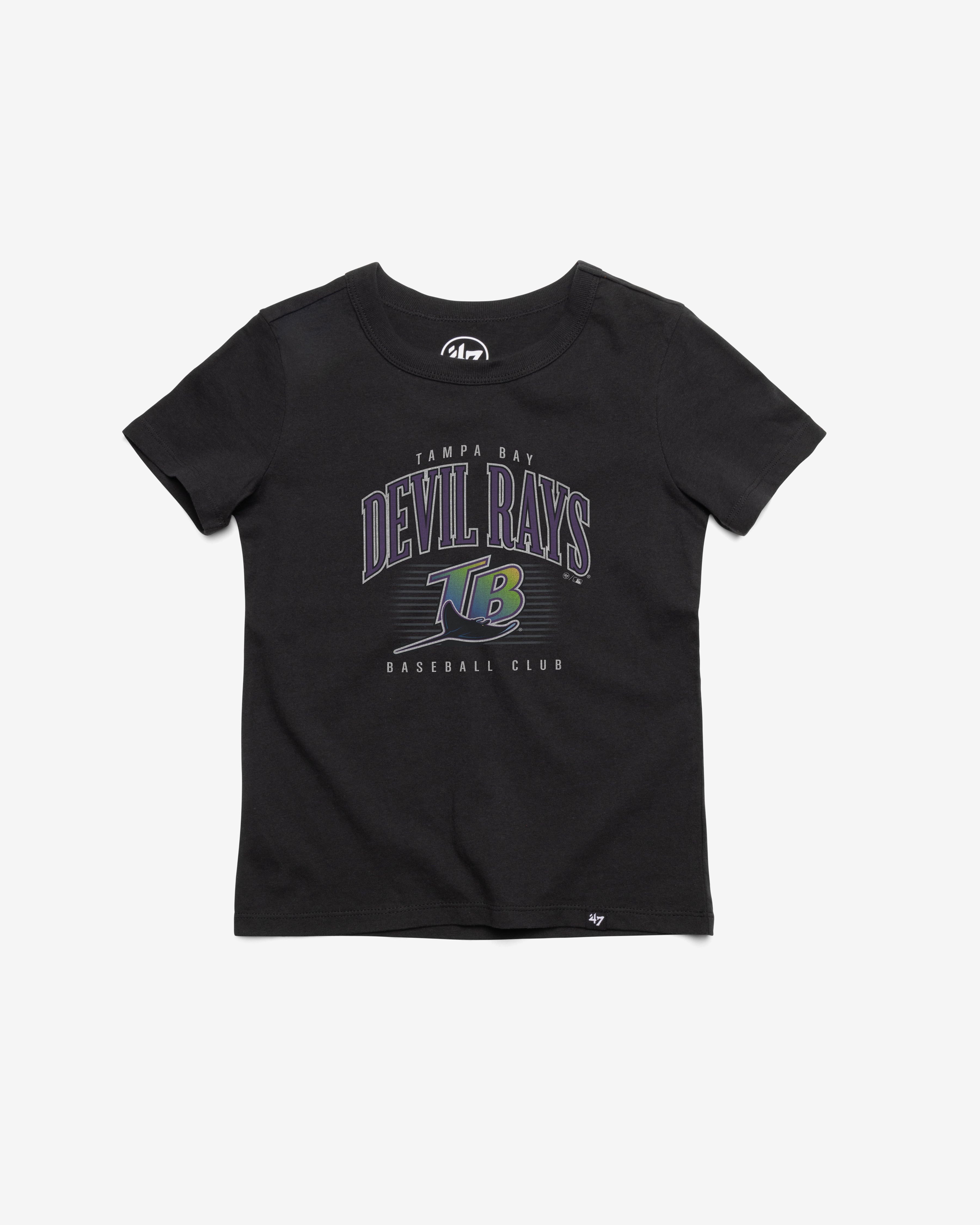 TAMPA BAY RAYS COOPERSTOWN DOUBLE HEADER '47 FRANKLIN TEE KIDS FLINT BLACK