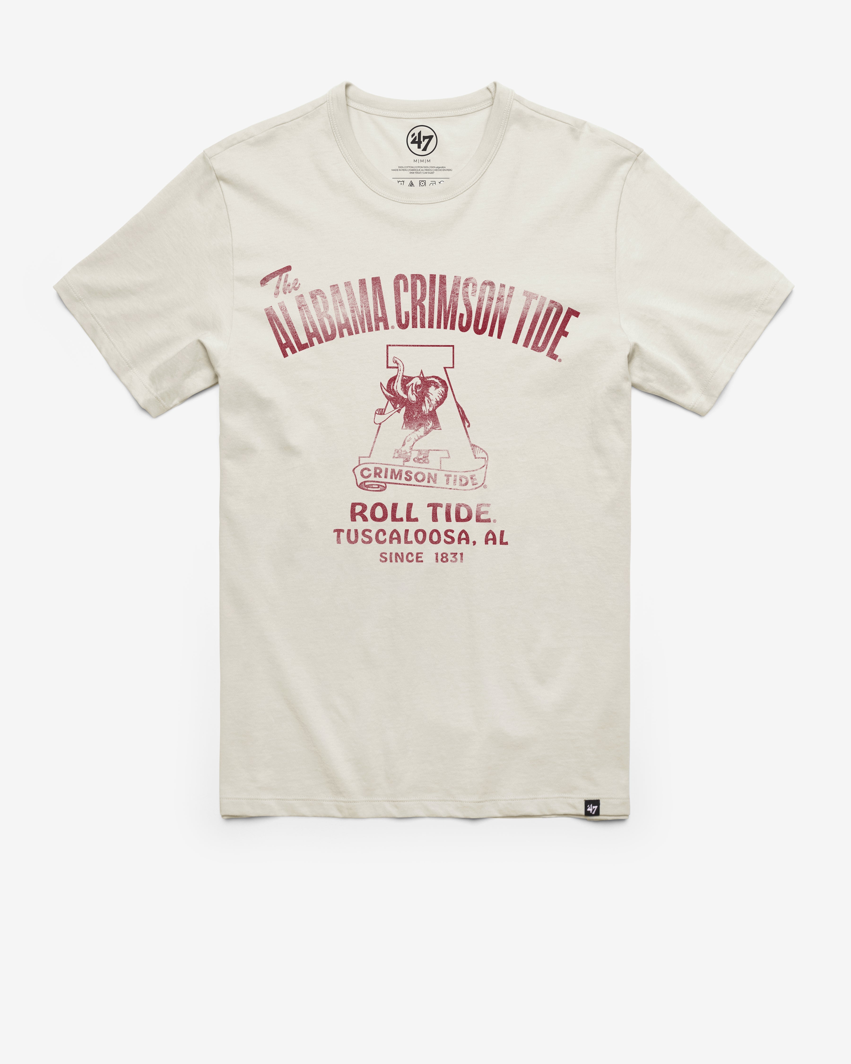 ALABAMA CRIMSON TIDE VINTAGE WIDE OPEN '47 FRANKLIN TEE DUNE
