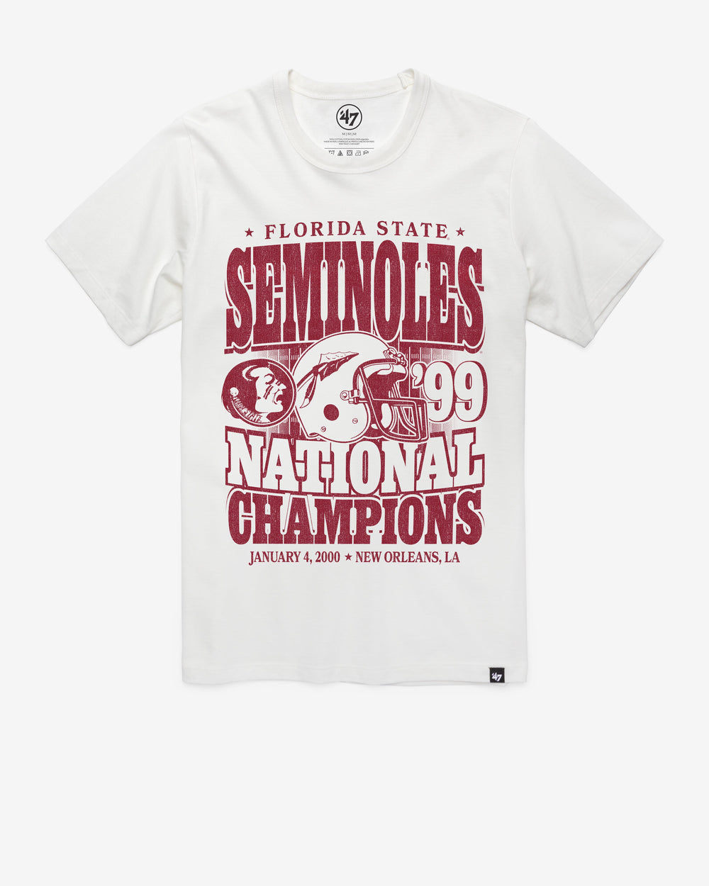 FLORIDA STATE SEMINOLES MONOCHROME '47 FRANKLIN TEE WHITE WASH