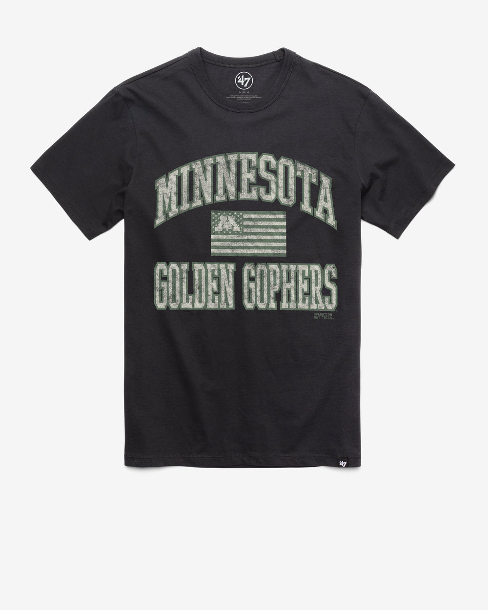 MINNESOTA GOLDEN GOPHERS OPERATION HAT TRICK OHT MAJOR '47 FRANKLIN TEE FLINT BLACK