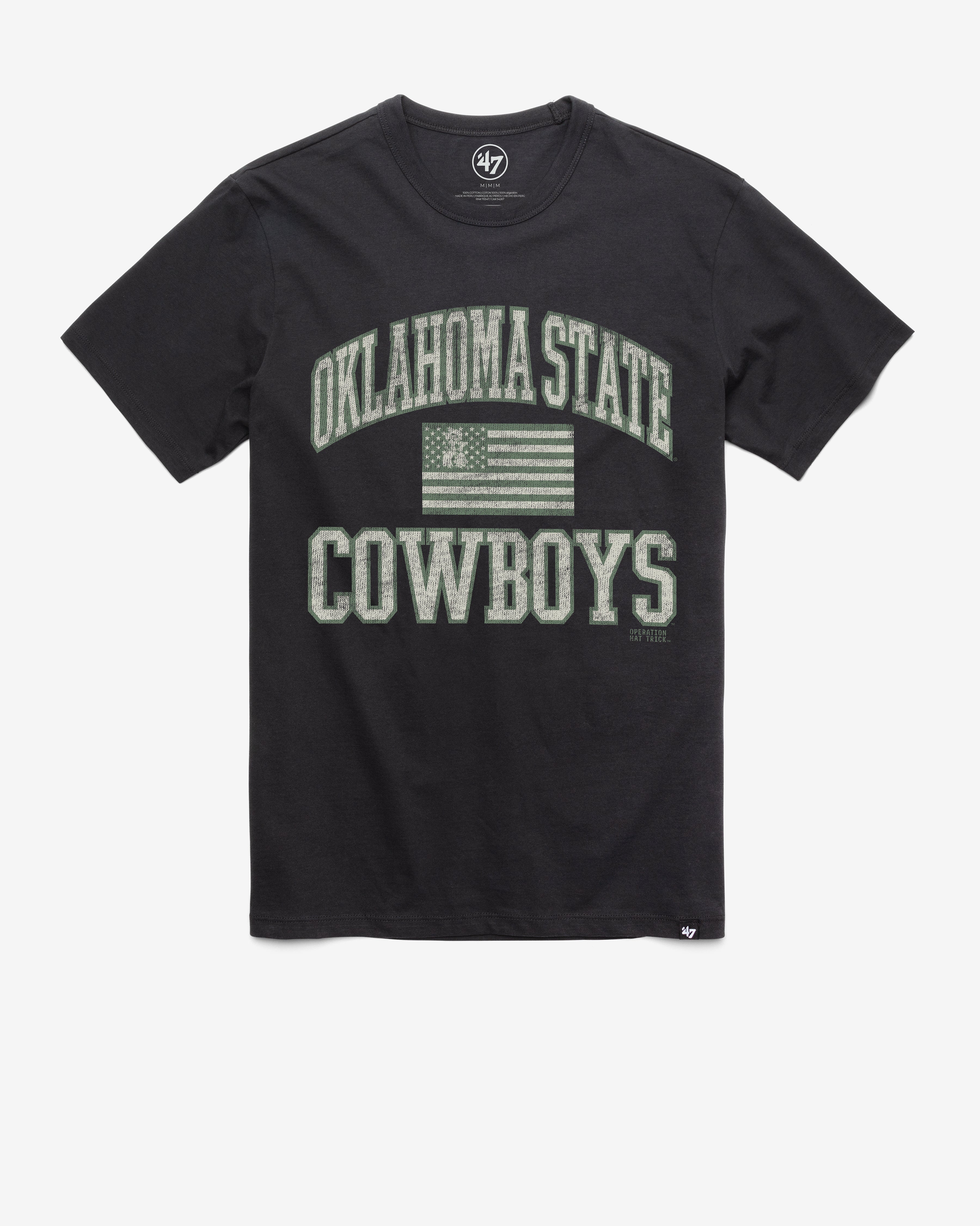 OKLAHOMA STATE COWBOYS OPERATION HAT TRICK OHT MAJOR '47 FRANKLIN TEE FLINT BLACK